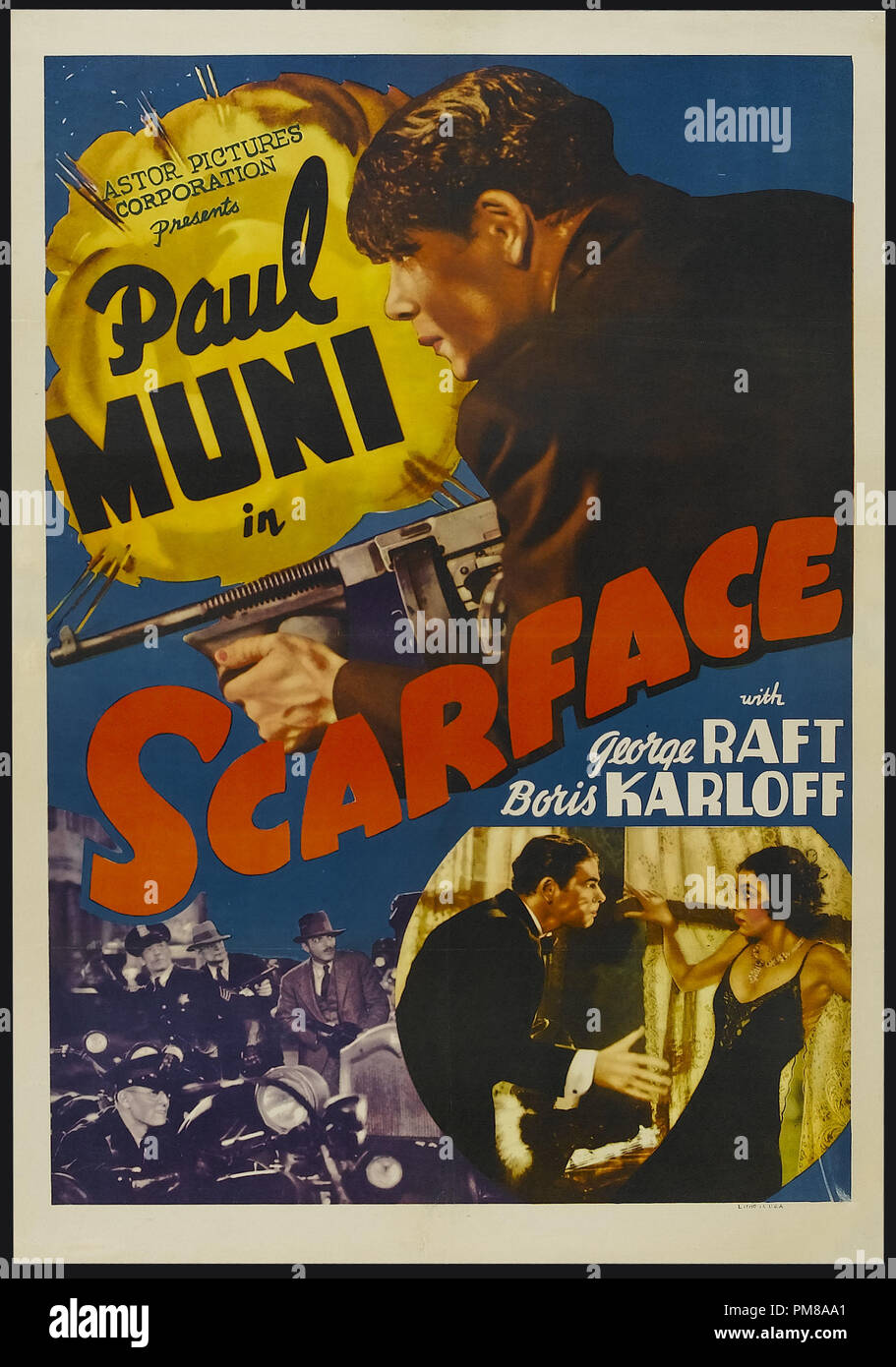 Studio Pubblicità: 'Scarface' 1932 UA Poster Paul Muni Riferimento File # 31780 601 Foto Stock