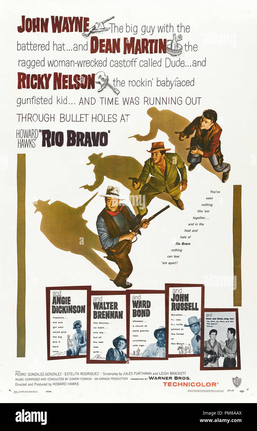 Studio Pubblicità: "Rio Bravo' 1959 Warner Poster John Wayne Dean Martin, Ricky Nelson Riferimento File # 31780 624 Foto Stock