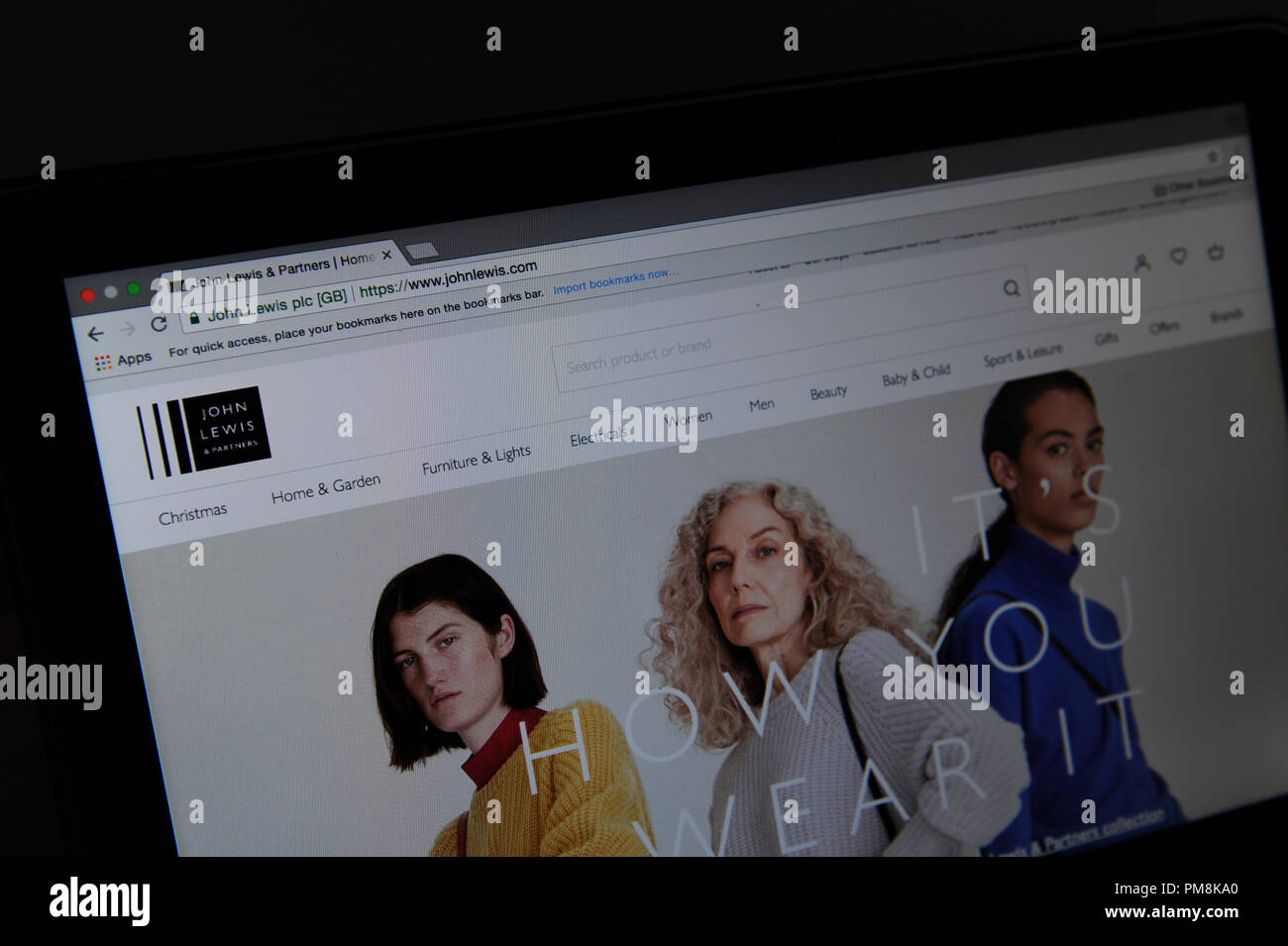 Il cambiato il nome di John Lewis Partnership sito web Foto Stock