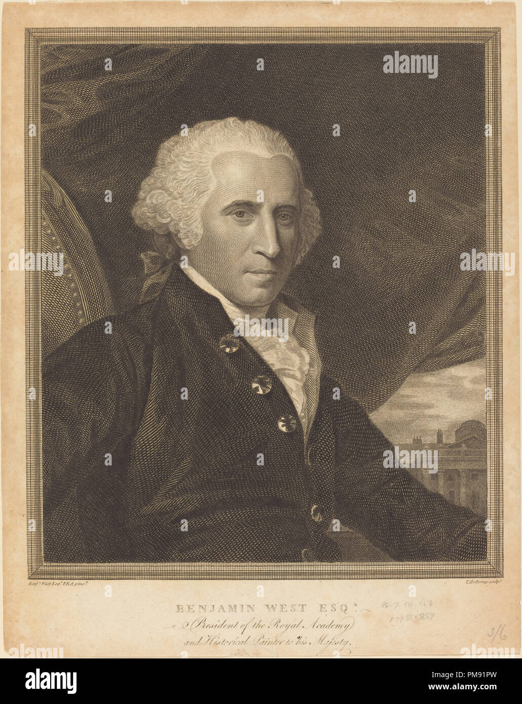 Benjamin West. Medium: attacco e incisione. Museo: National Gallery of Art di Washington DC. Autore: Thomas Holloway. Foto Stock