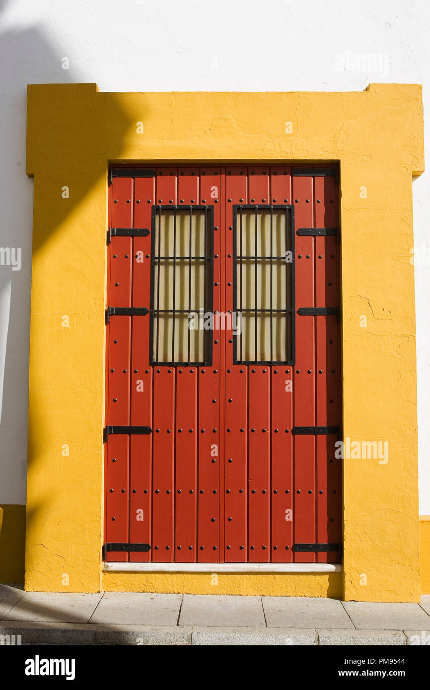 Porta, Plaza de toros de la Real Maestranza de Caballería de Sevilla‎, Andalusia, Spagna Foto Stock