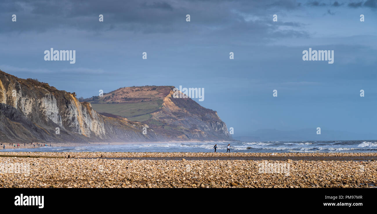 Golden cap, Charmouth beach, Dorset, Regno Unito Foto Stock