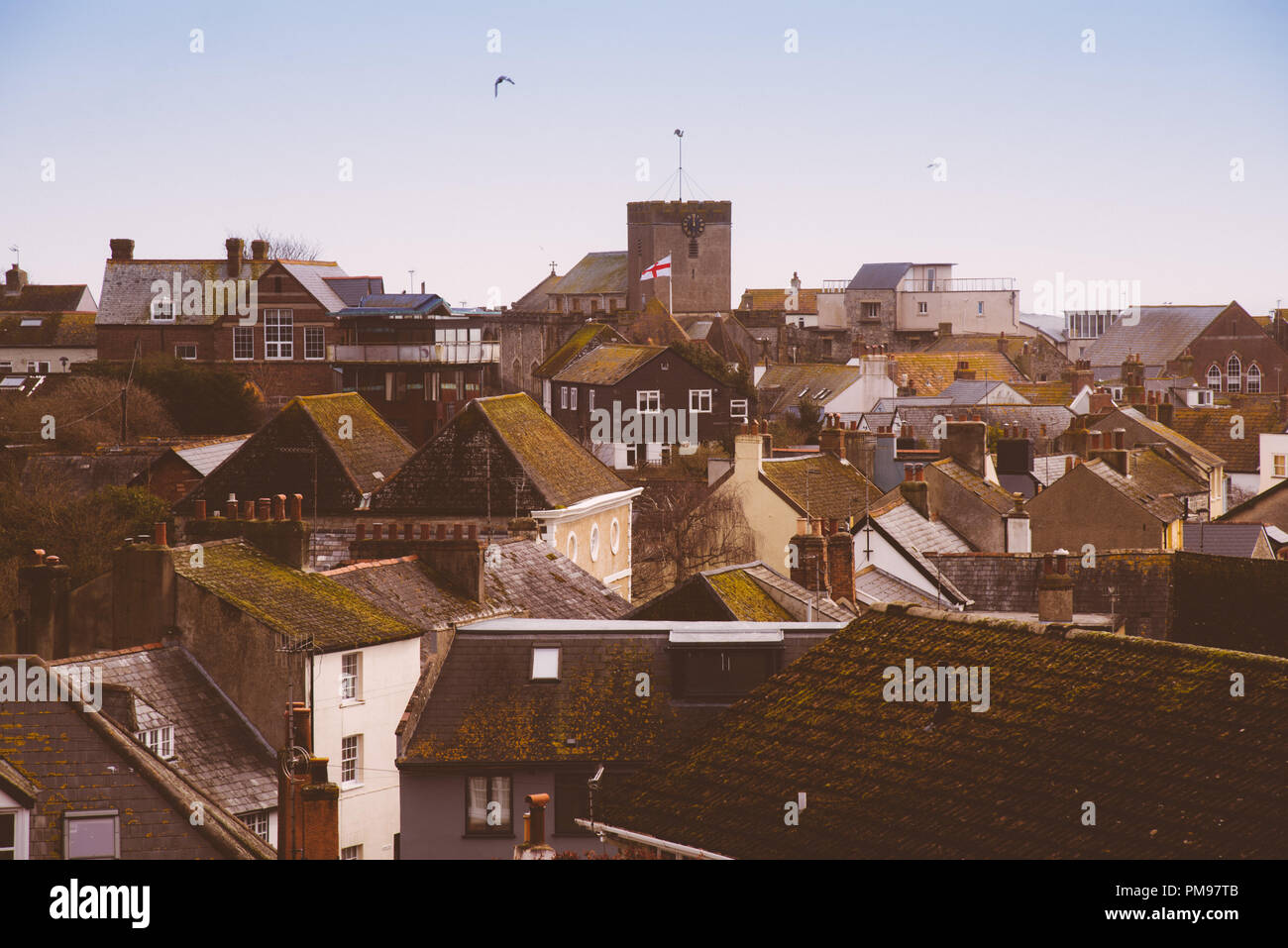 Lyme Regis vista sul tetto, Dorset, Regno Unito Foto Stock