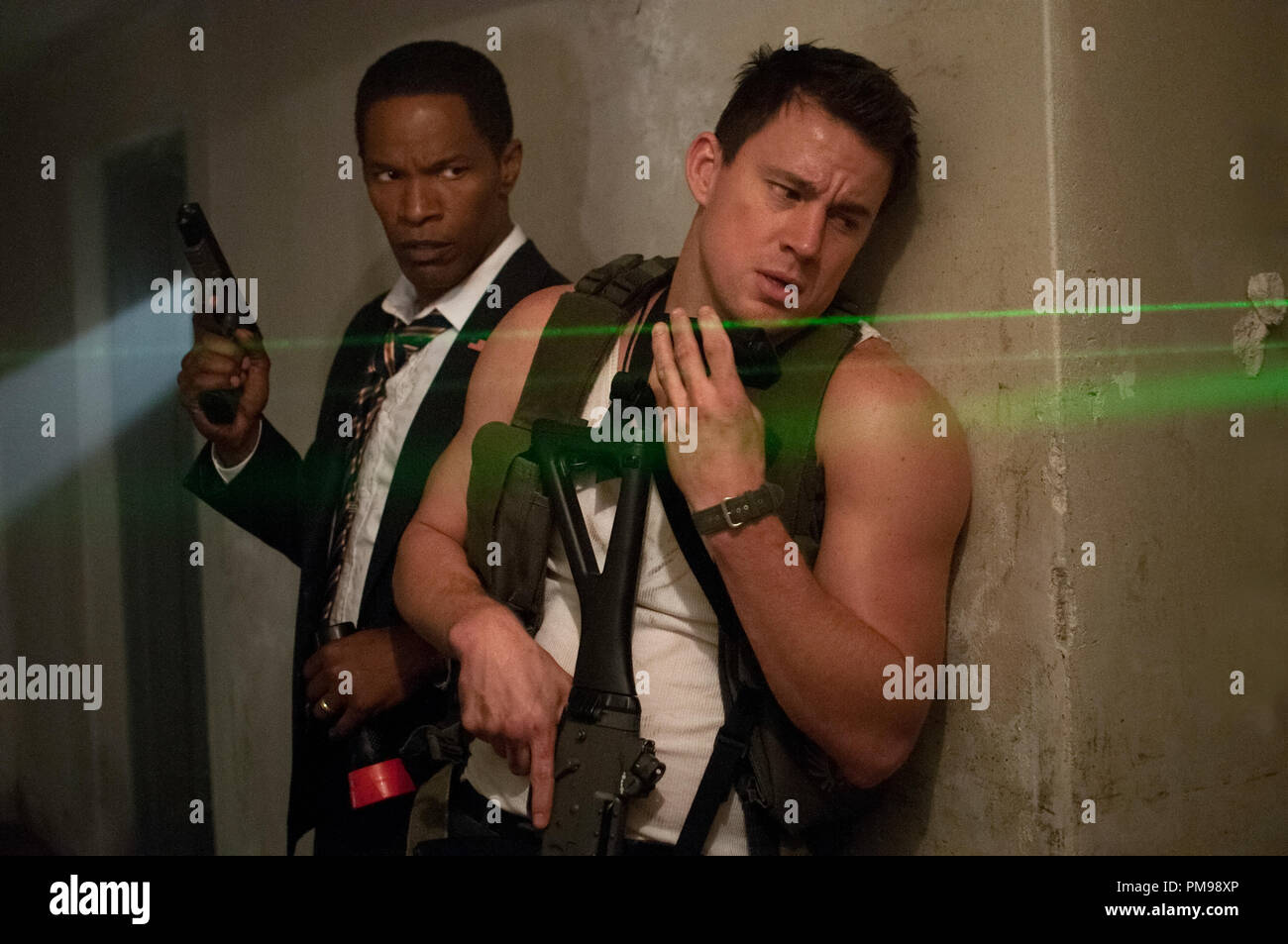 Jamie Foxx, sinistra e Channing Tatum star in Columbia Pictures' 'Casa bianca verso il basso." Foto Stock