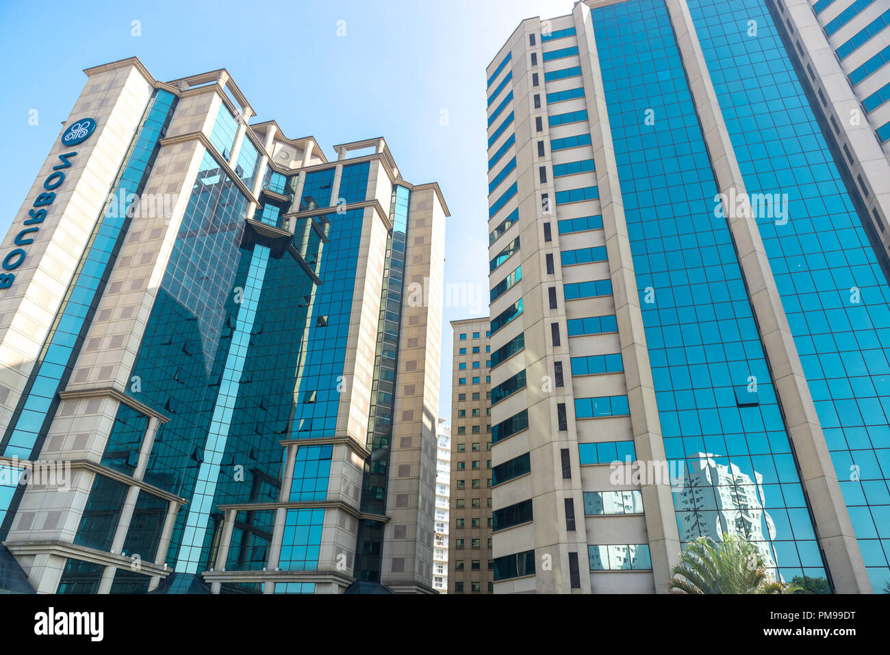 Sao Paulo, Brasile, maggio 26, 2018: edifici dettaglio in Sao Paulo City all'ibirapuera avenue Foto Stock
