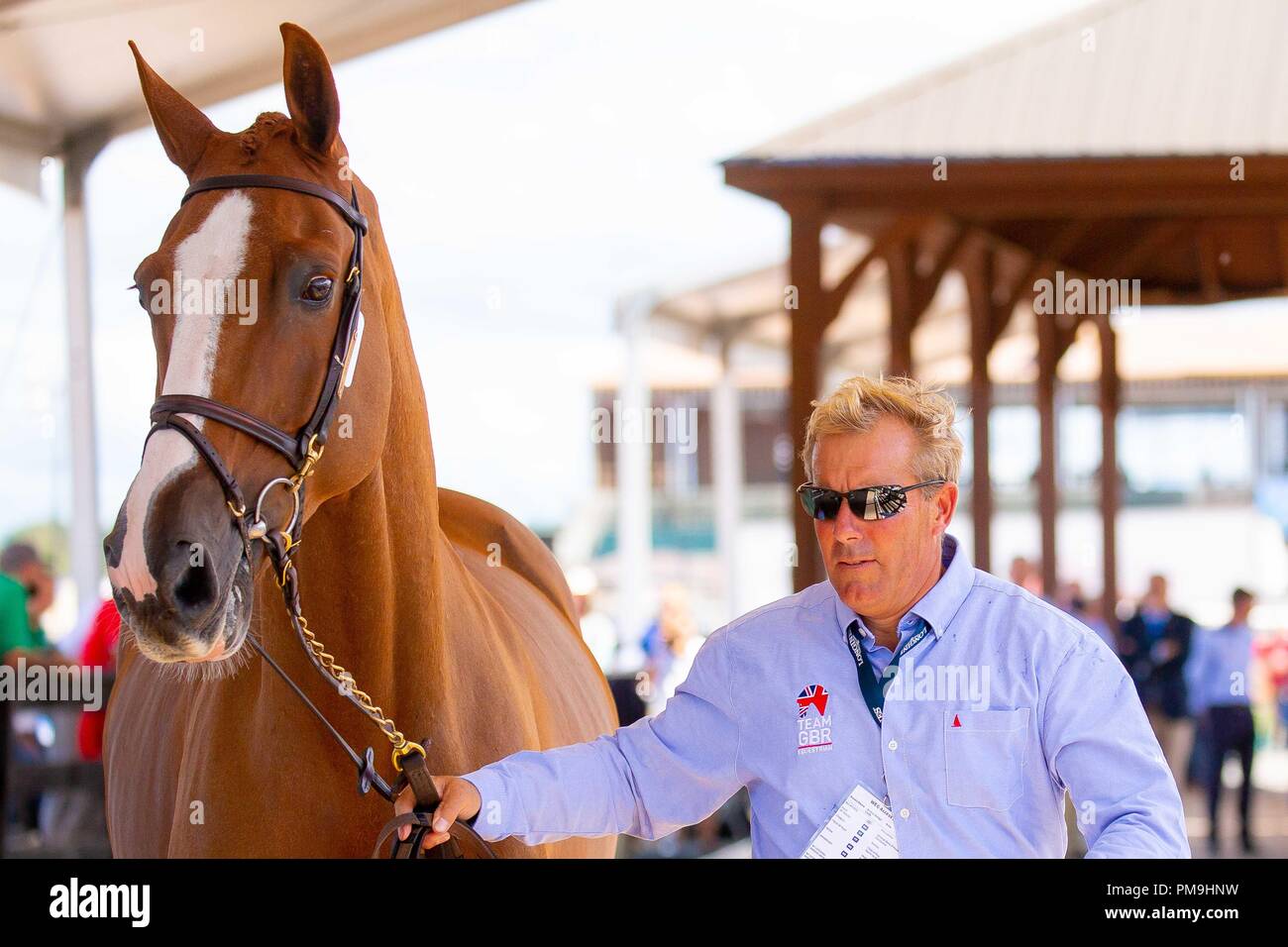 Tryon, North Carolina, Stati Uniti d'America. Xvii Sep 2018. William Funnell. Billy Buckingham. GBR. Ispezione del cavallo. Jumping. Giorno 6. Giochi equestri mondiali. WEG 2018 Tryon. Carolina del Nord. Stati Uniti d'America. 17/09/2018. Credito: Sport In immagini/Alamy Live News Foto Stock