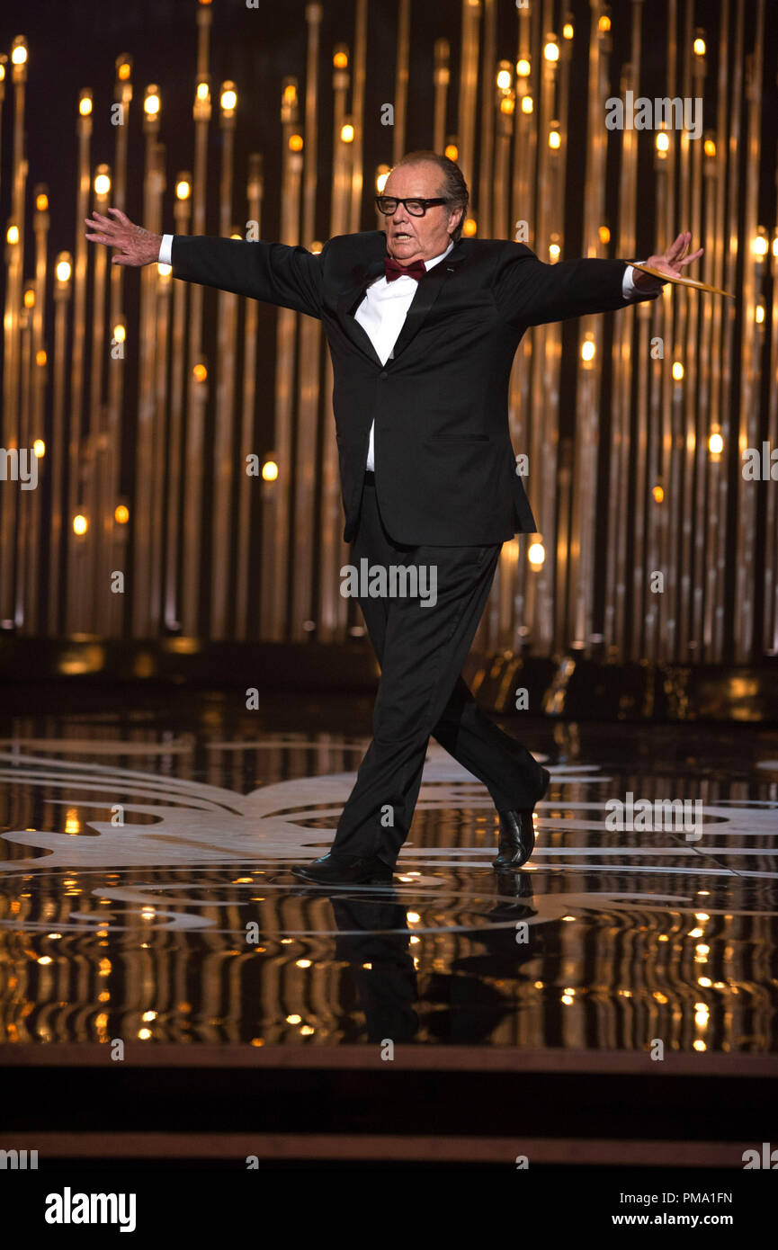 Il presentatore Jack Nicholson sul palco durante l'OSCAR® live sulla ABC Television broadcast dal Dolby® Theatre in Hollywood, CA, domenica 24 febbraio, 2013. Foto Stock
