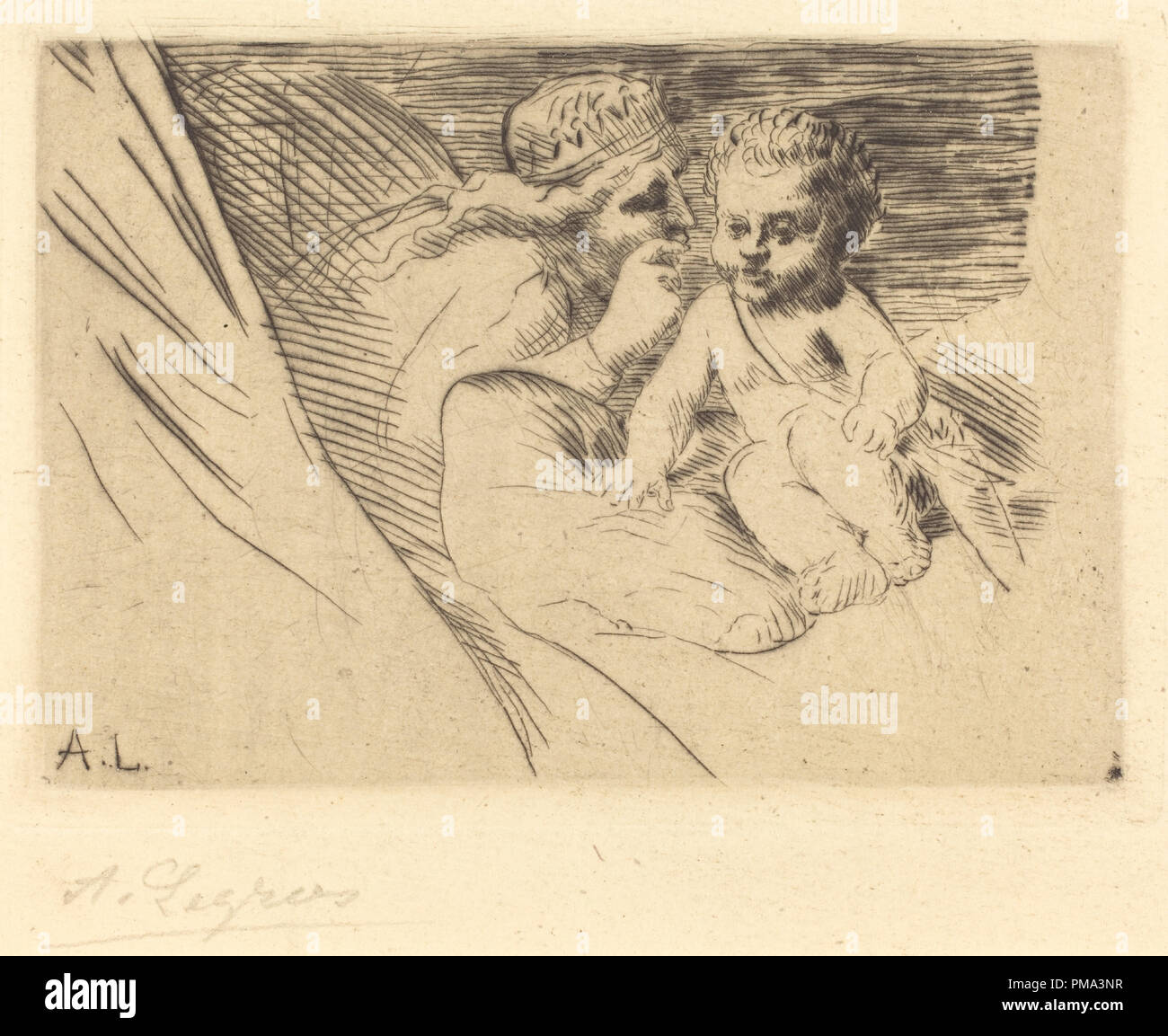 Mab e Cupido (Mab et Cupidon). Medio: l'attacco. Museo: National Gallery of Art di Washington DC. Autore: Alphonse Legros. Foto Stock
