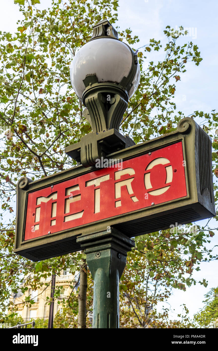 Paris Métro sigange, Parigi, Francia Foto Stock