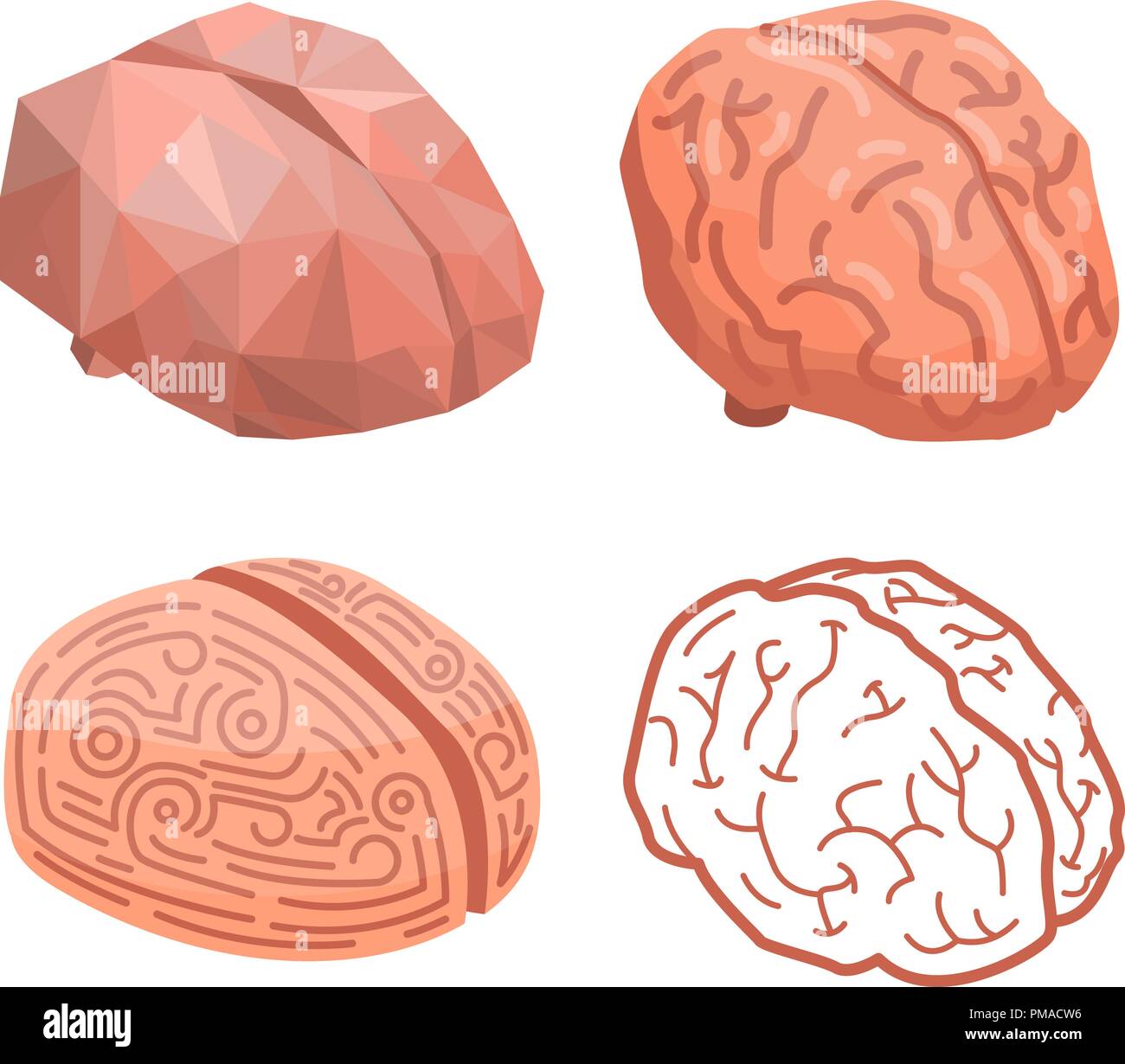 Il pensiero del cervello concetto sfondo, stile isometrico Illustrazione Vettoriale