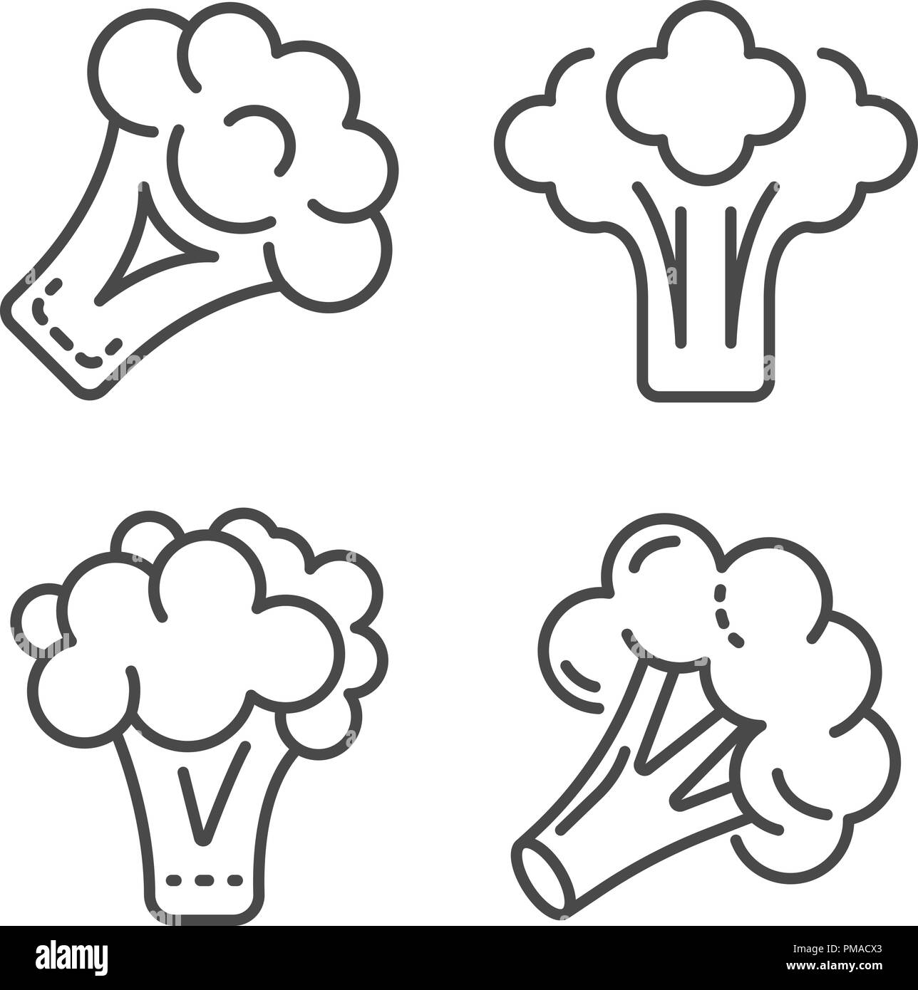 Cavolo broccolo il set di icone di stile di contorno Illustrazione Vettoriale