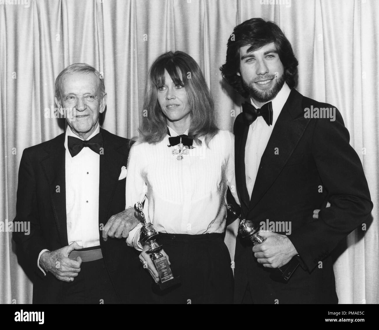Fred Astaire, Jane Fonda, John Travolta alla trentaseiesima edizione di Golden Globe Awards, 1979 Riferimento File # 32509 590THA Foto Stock