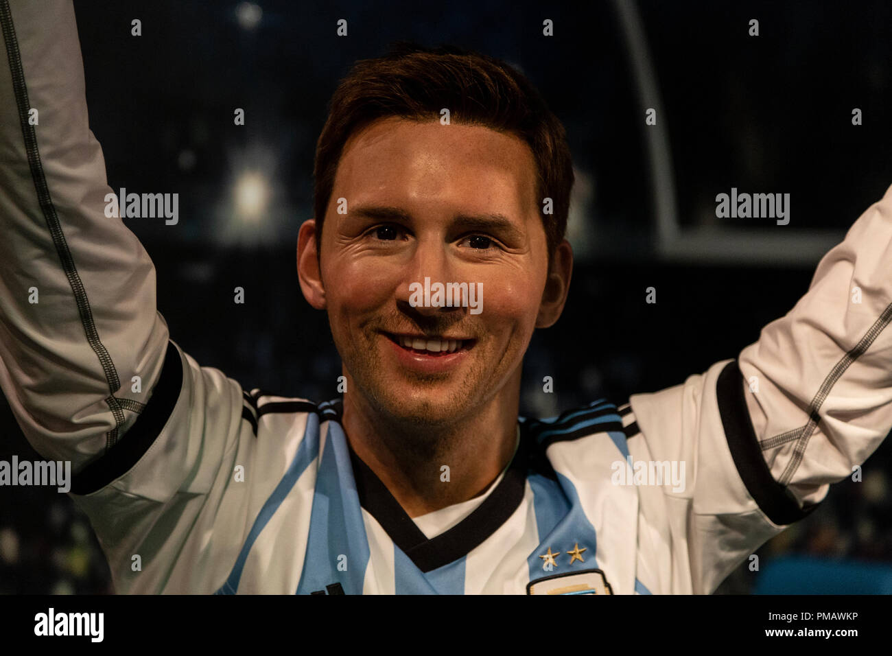 Leonel Messi, FC Barcelona e la Squadra Nazionale Argentina il riscontro, il museo di Madame Tussauds di Amsterdam, Paesi Bassi Foto Stock