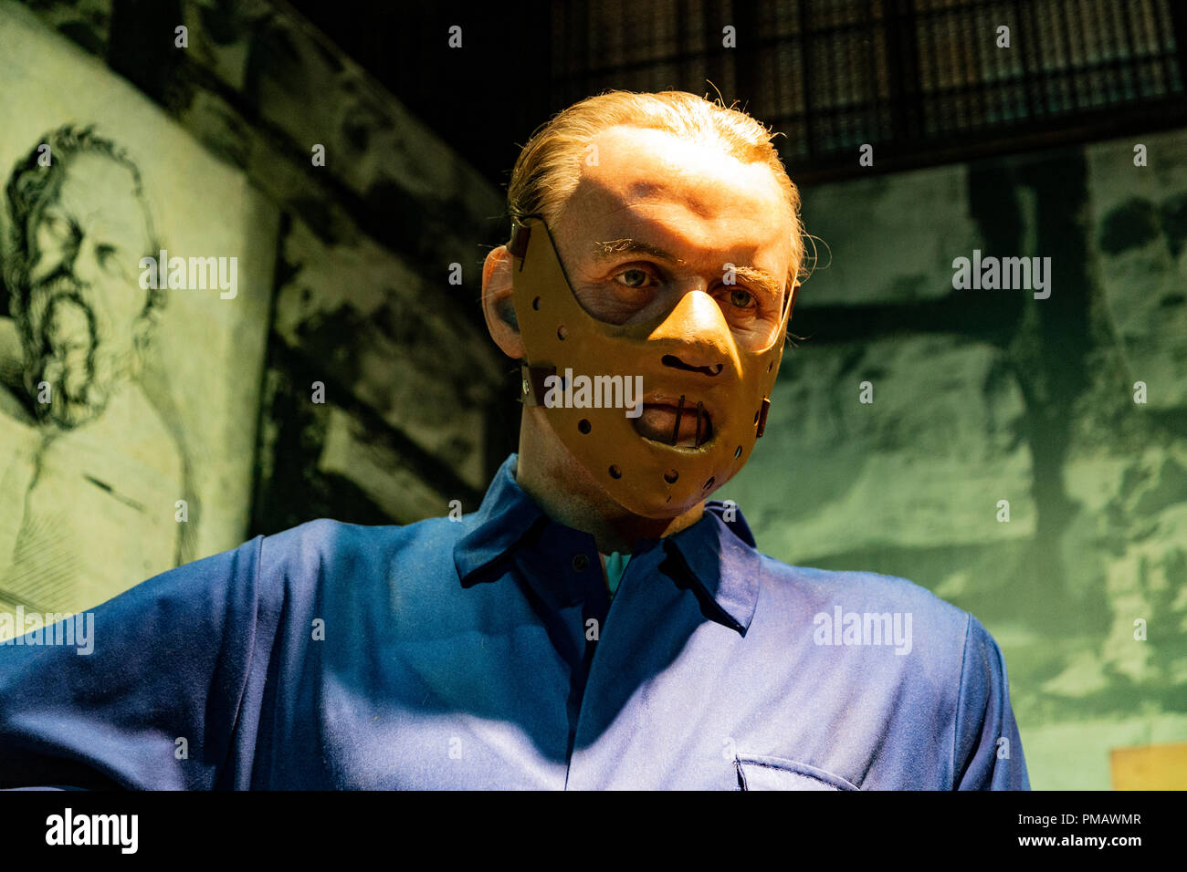 Anthony Hopkins come Hannibal Lecter in Madame Tussauds museum di Amsterdam, Paesi Bassi Foto Stock