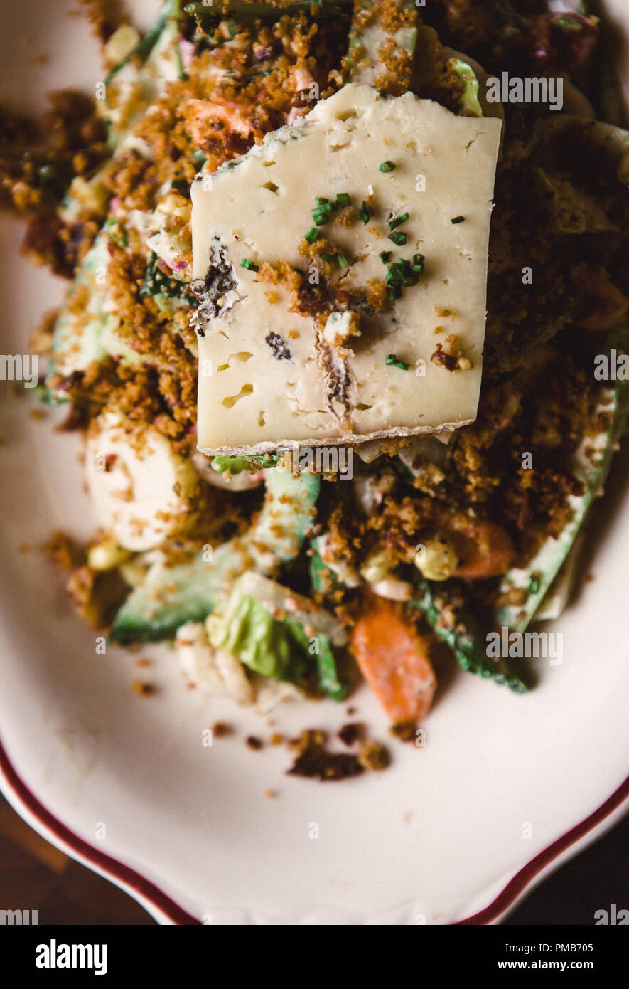 Bei contorni di gnoccis, insalate, verdure, pasta e patate per il ristorante della steak house francese americana ad Atlanta. Foto Stock