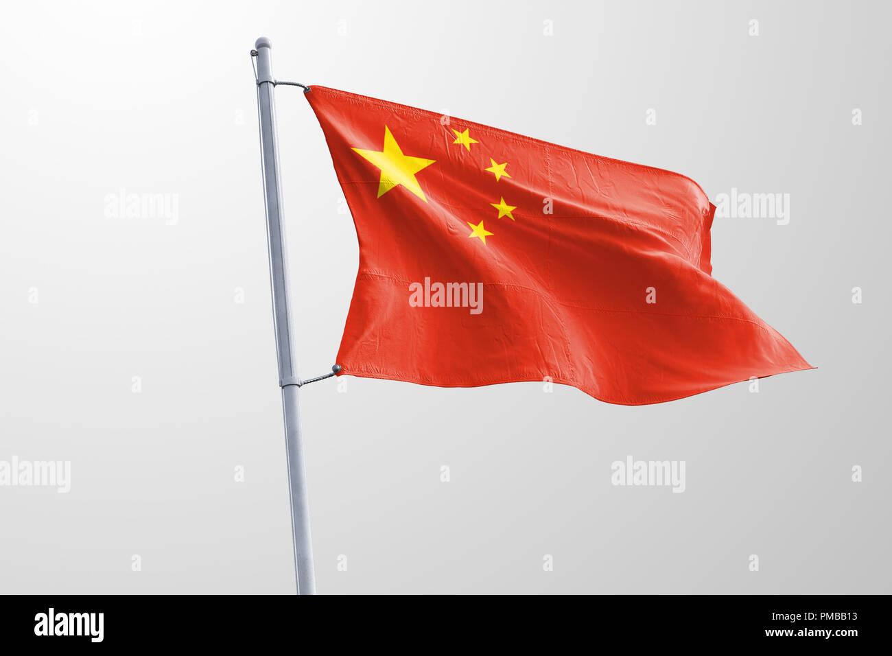 Isolato Cina bandiera sventola realistico 3d Bandiera della Cina resi Foto Stock