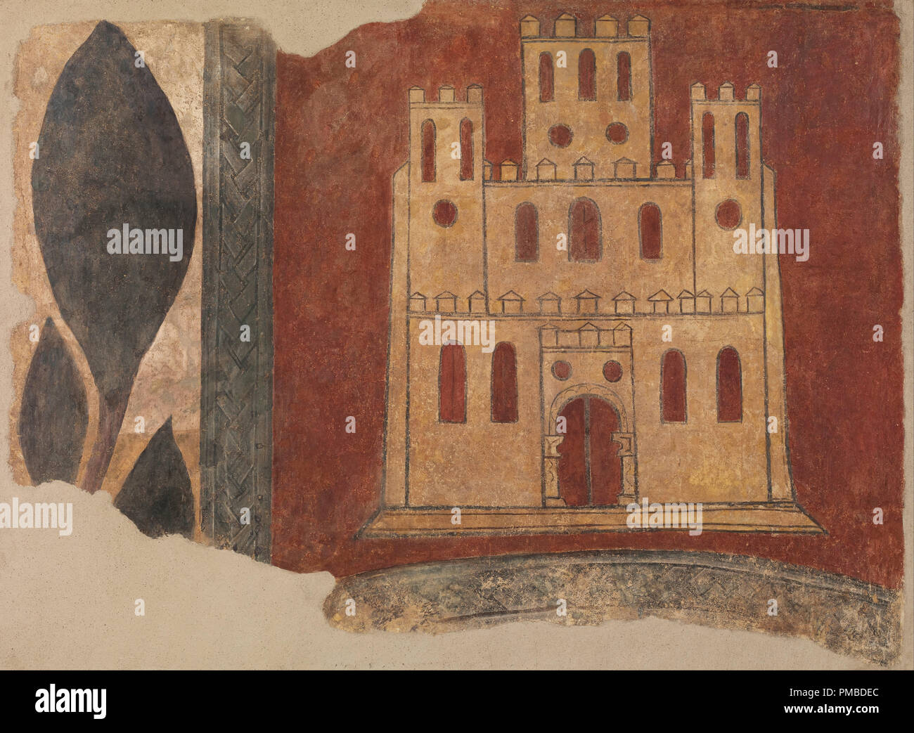 Castello da Arlanza. Data/Periodo: ca. 1210. Pittura murale. Affresco trasportato su tela. Altezza: 1.395 mm (54.92 in); larghezza: 1,895 mm (74.60 in). Autore: Sconosciuto. Foto Stock
