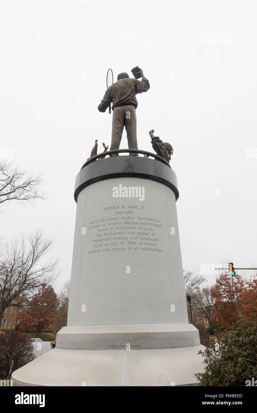 Arthur Ashe monumento Richmond Virginia Foto Stock