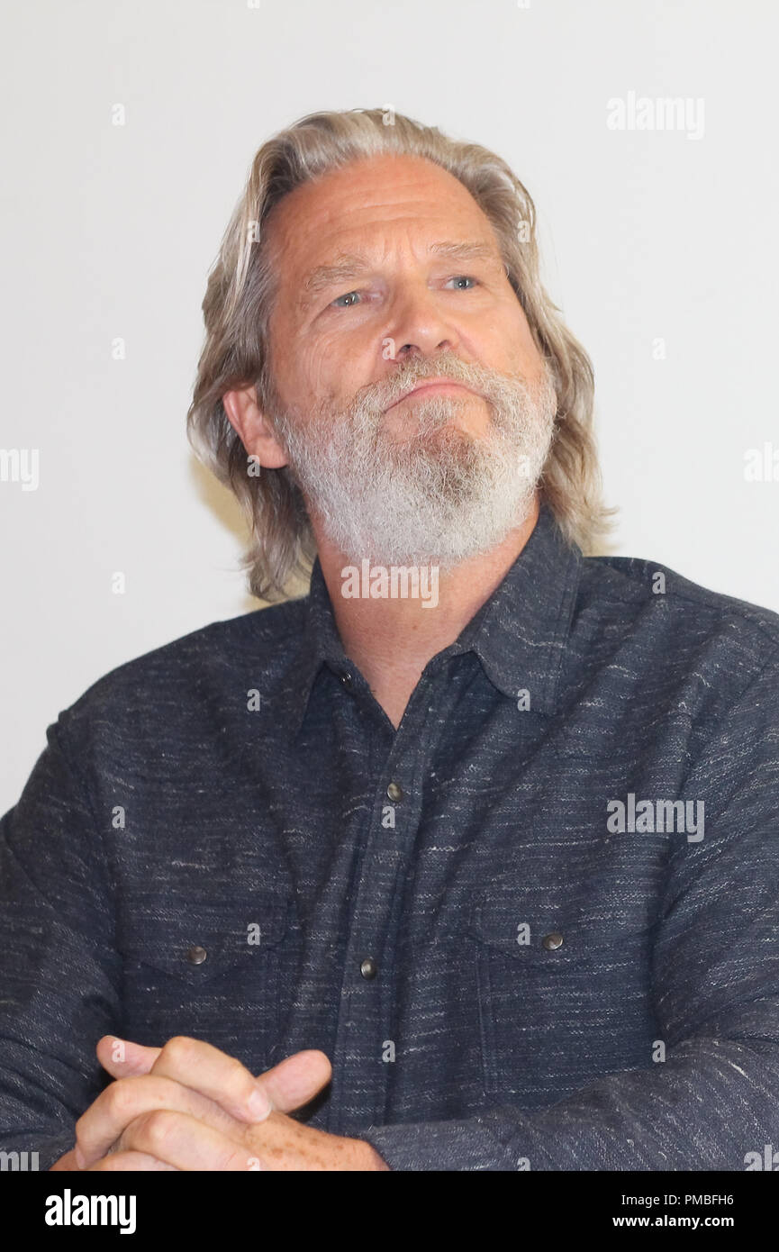 Jeff Bridges a 'L'unica vita ragazzo in New York " conferenza stampa tenutasi il 3 agosto 2017 presso il Four Seasons Hotel di Beverly Hills, la California. Nessun tabloid. No USA di vendite per trenta giorni di origination. Riferimento al file # 33396_013CCR per solo uso editoriale - Tutti i diritti riservati Foto Stock