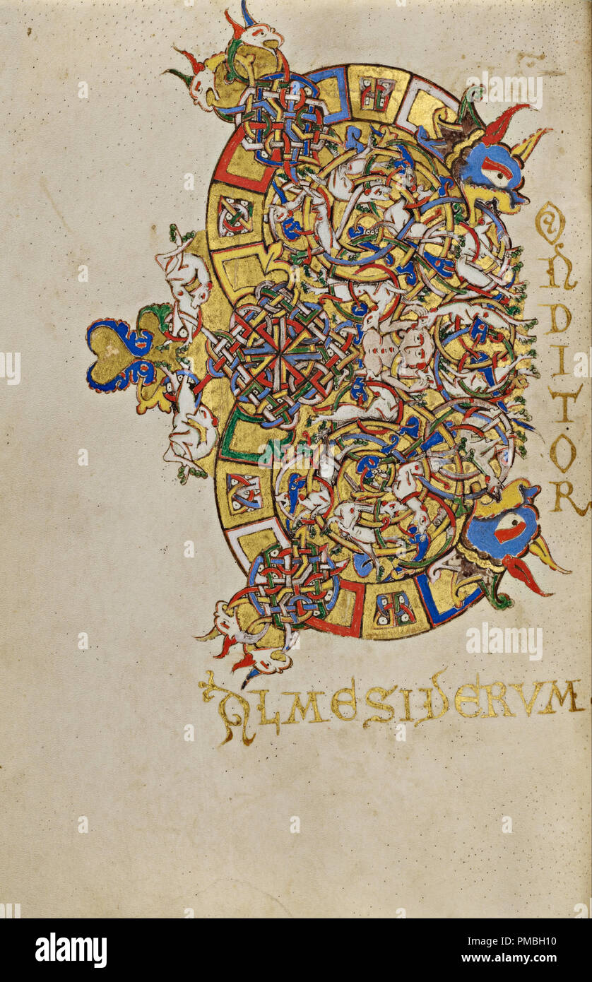 Abitata prima C. Data/Periodo: 1153. Folio. Tempere, foglia oro, oro dipingere e inchiostro su pergamena. Altezza: 192 mm (7.55 in); larghezza: 132 mm (5.19 in). Autore: Sconosciuto. Foto Stock