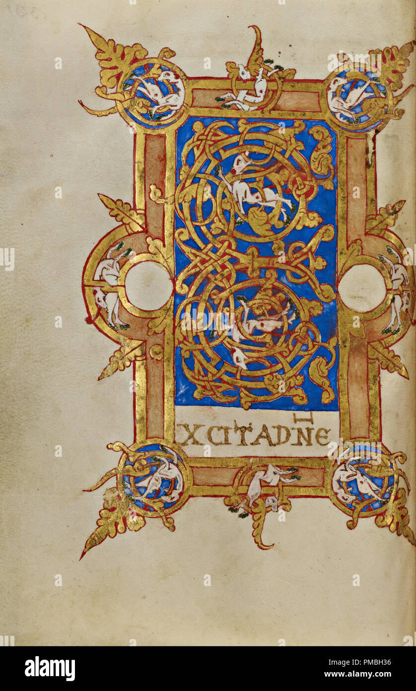 Abitata prima E. Data/Periodo: 1153. Folio. Tempere, foglia oro, oro dipingere e inchiostro su pergamena. Altezza: 192 mm (7.55 in); larghezza: 132 mm (5.19 in). Autore: Sconosciuto. Foto Stock