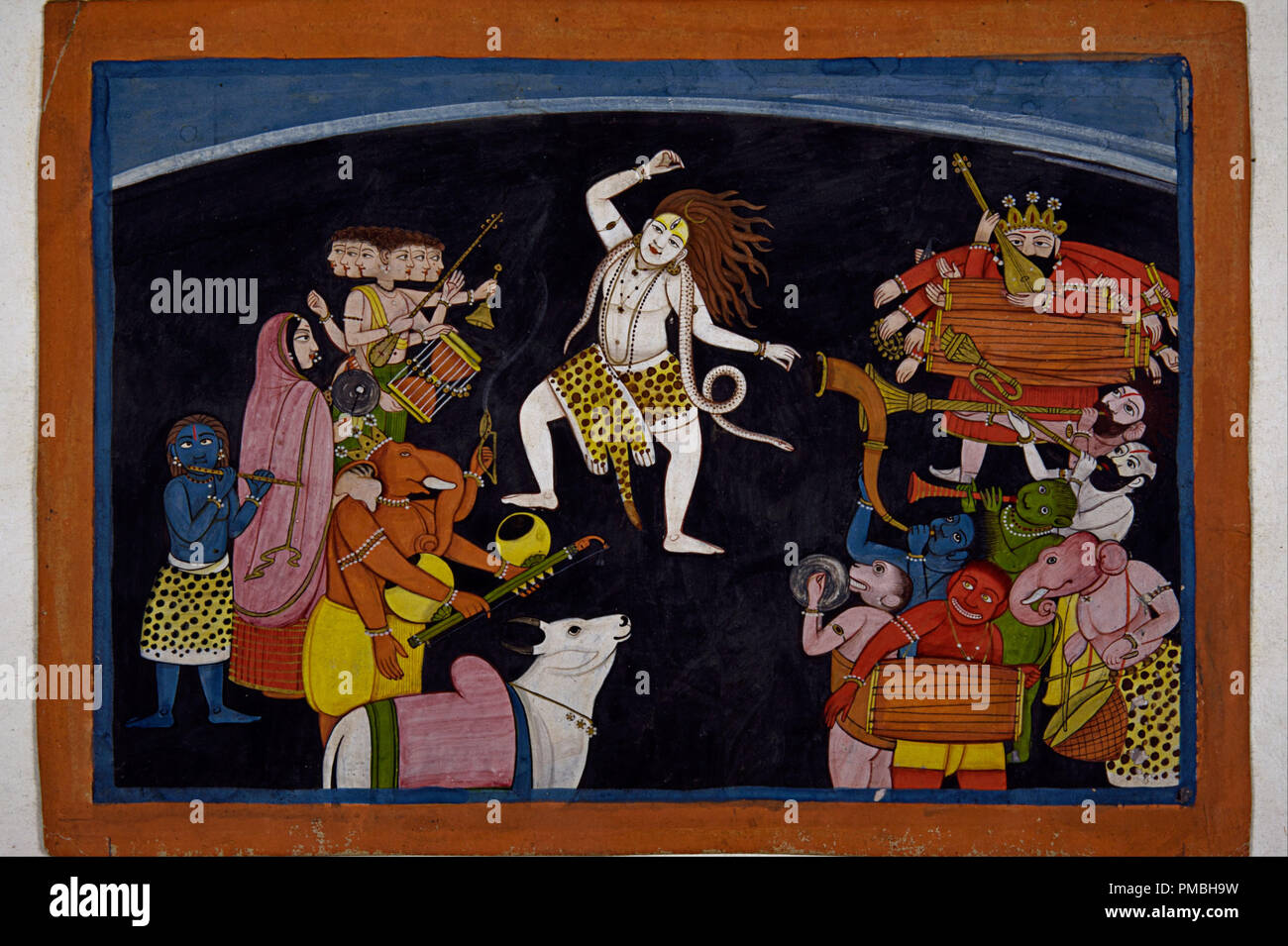 Signore Shiva ballando. Data/Periodo: 1700 - 1800. La pittura. Altezza: 287 mm (11.29 in); larghezza: 207 mm (8.14 in). Autore: Sconosciuto. Foto Stock