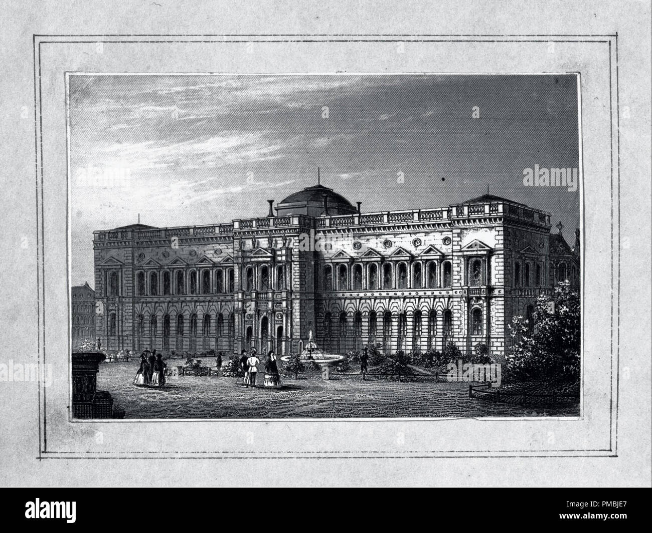 La Semper Gallery di Dresda. Data/Periodo: ca. 1860. Incisione su rame. Altezza: 75 mm (2,95 in); larghezza: 108 mm (4.25 in). Autore: Saxon. Foto Stock