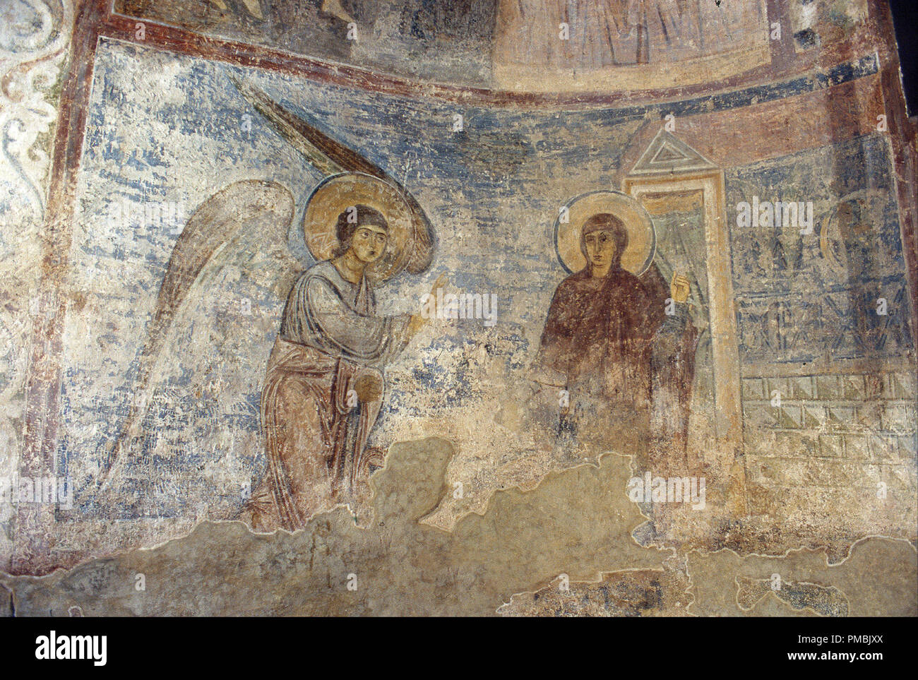 L'Annunciazione di Maria. Data/Periodo: 1000. Autore: Sconosciuto. Antichi affreschi russo. Foto Stock