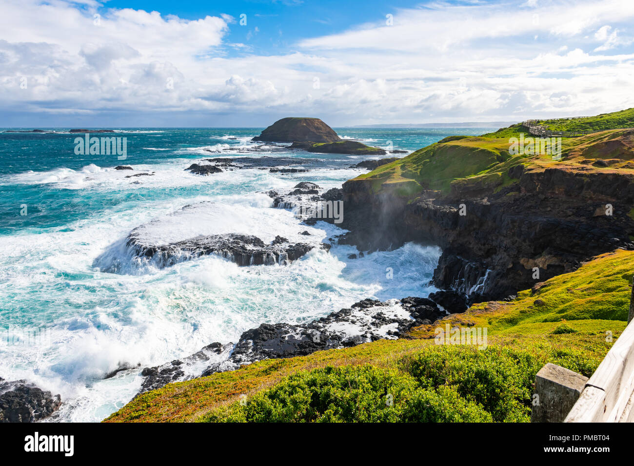 Foro di sfiato a Nobbies Point, Phillip Island, Victoria, Queensland Foto Stock