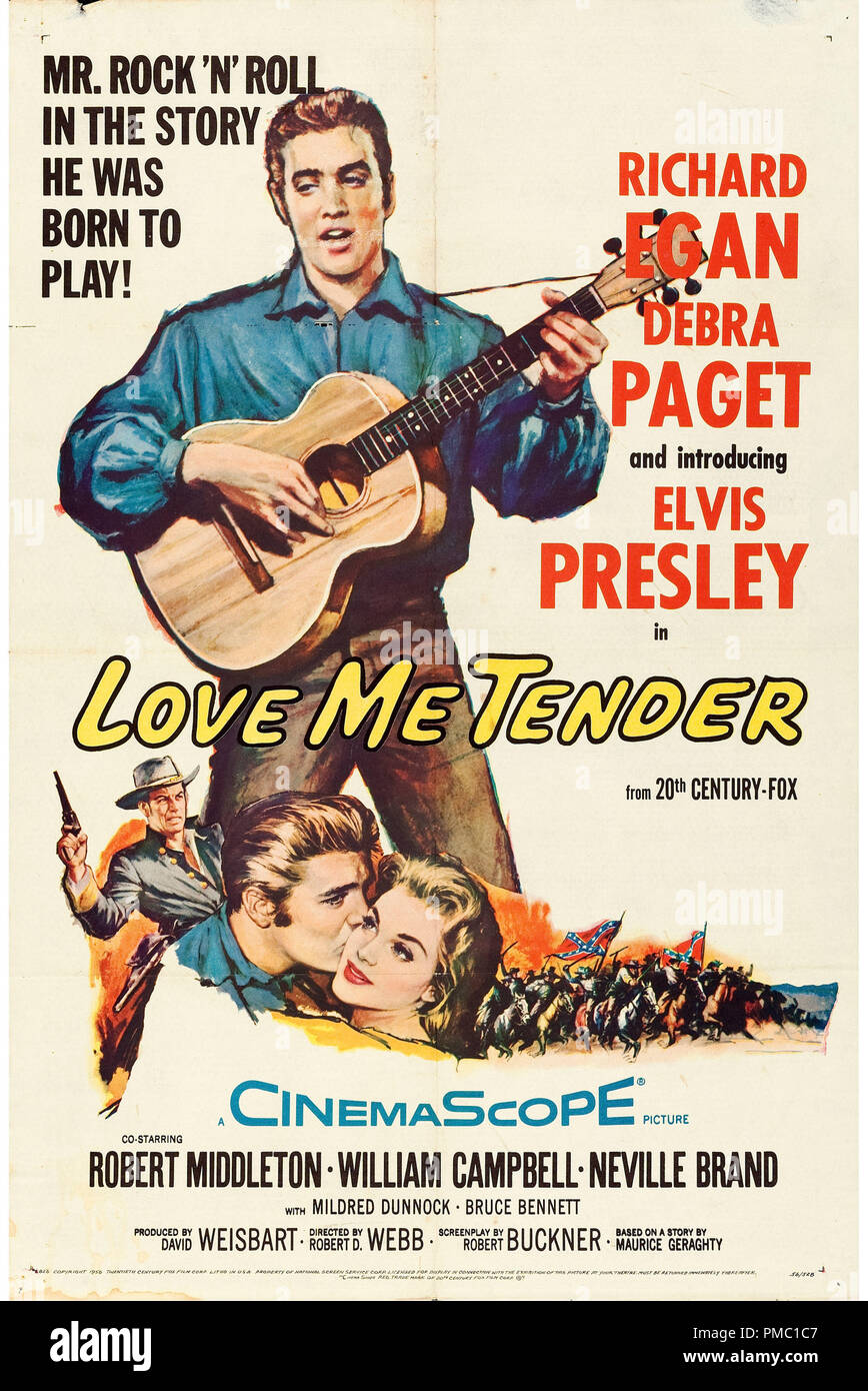 Elvis Presley, Debra Paget, Love Me Gara (XX Century Fox, 1956). Poster di riferimento file # 33595 353THA Foto Stock