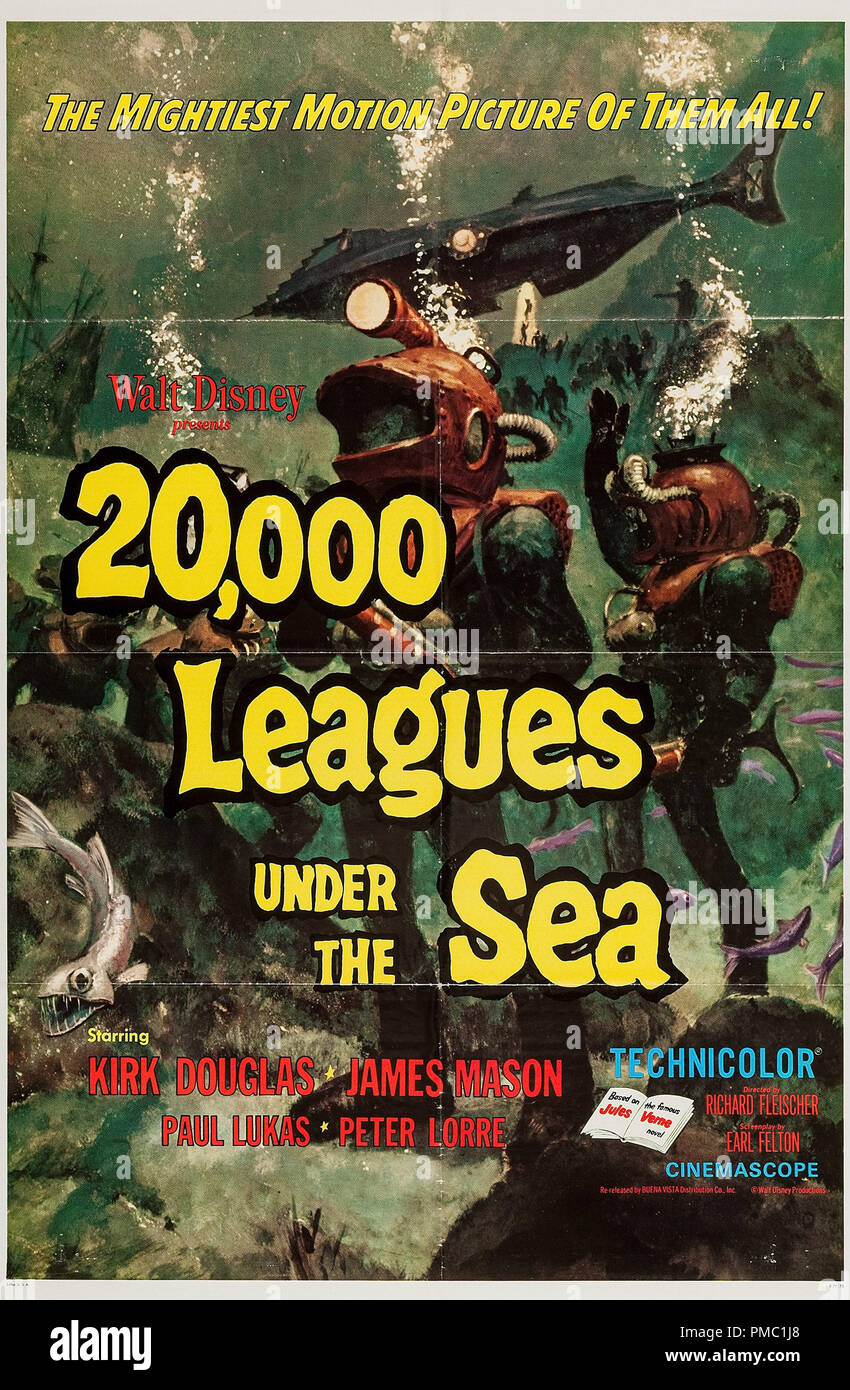 Kirk Douglas, 20.000 leghe sotto i mari, 1954 (Buena Vista, re-release 1971). Poster di riferimento file # 33595_523THA Foto Stock