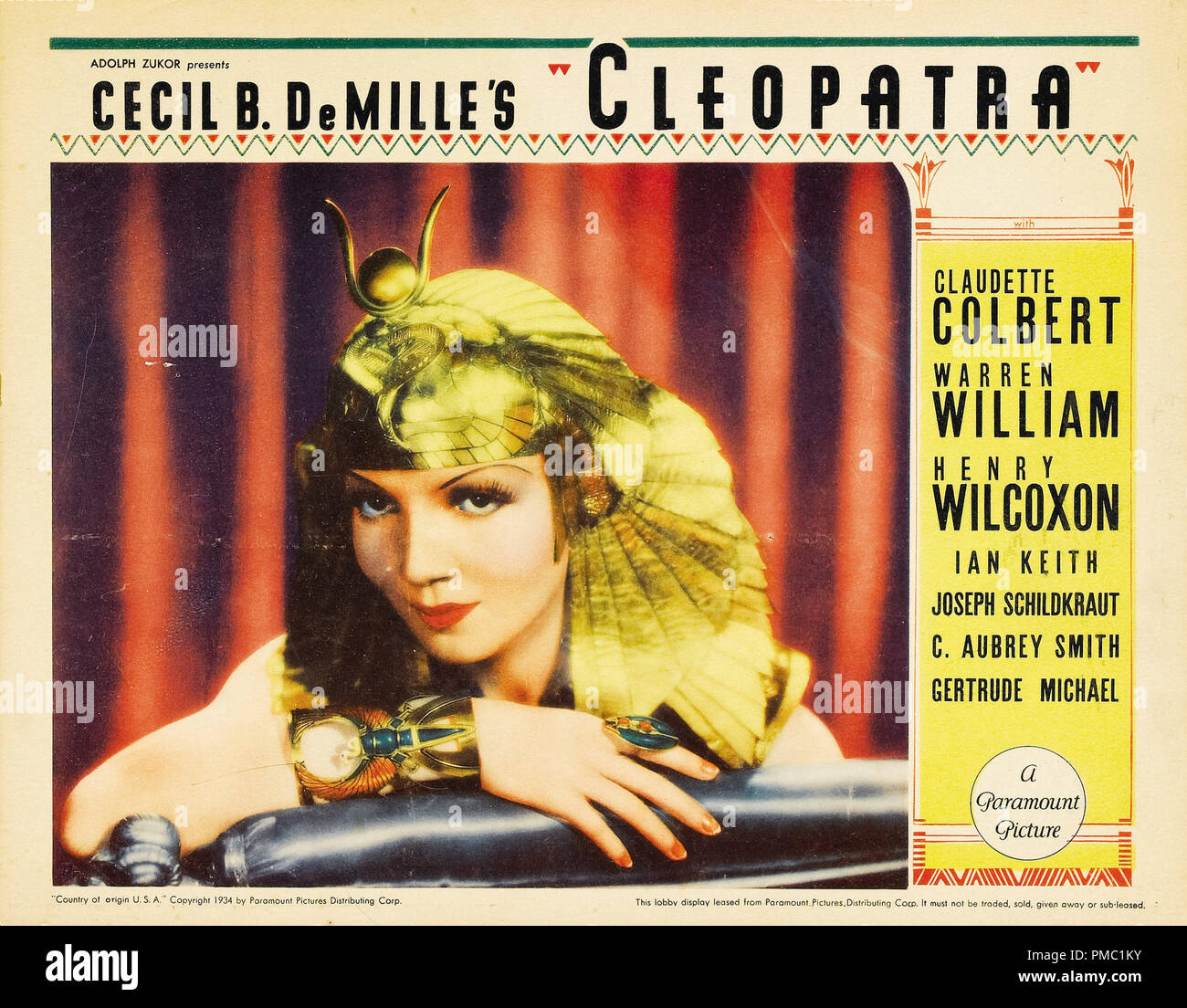 Claudette Colbert, Cleopatra (Paramount, 1934). La lobby e file scheda di riferimento # 33595_569THA Foto Stock