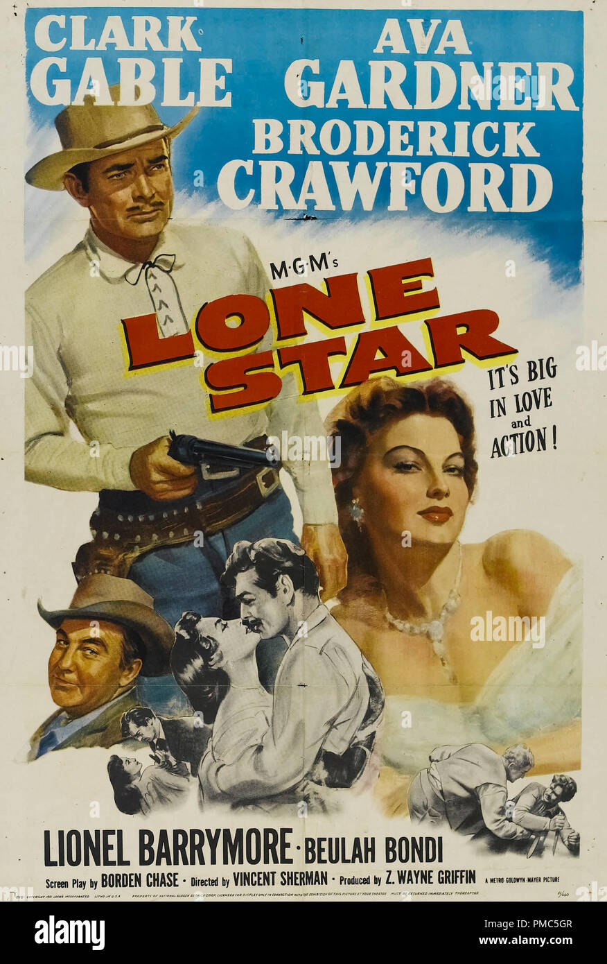 Clark Gable, Ava Gardner, Lone Star (M.J. Winkler, 1952). Poster di riferimento file # 33635 072THA Foto Stock