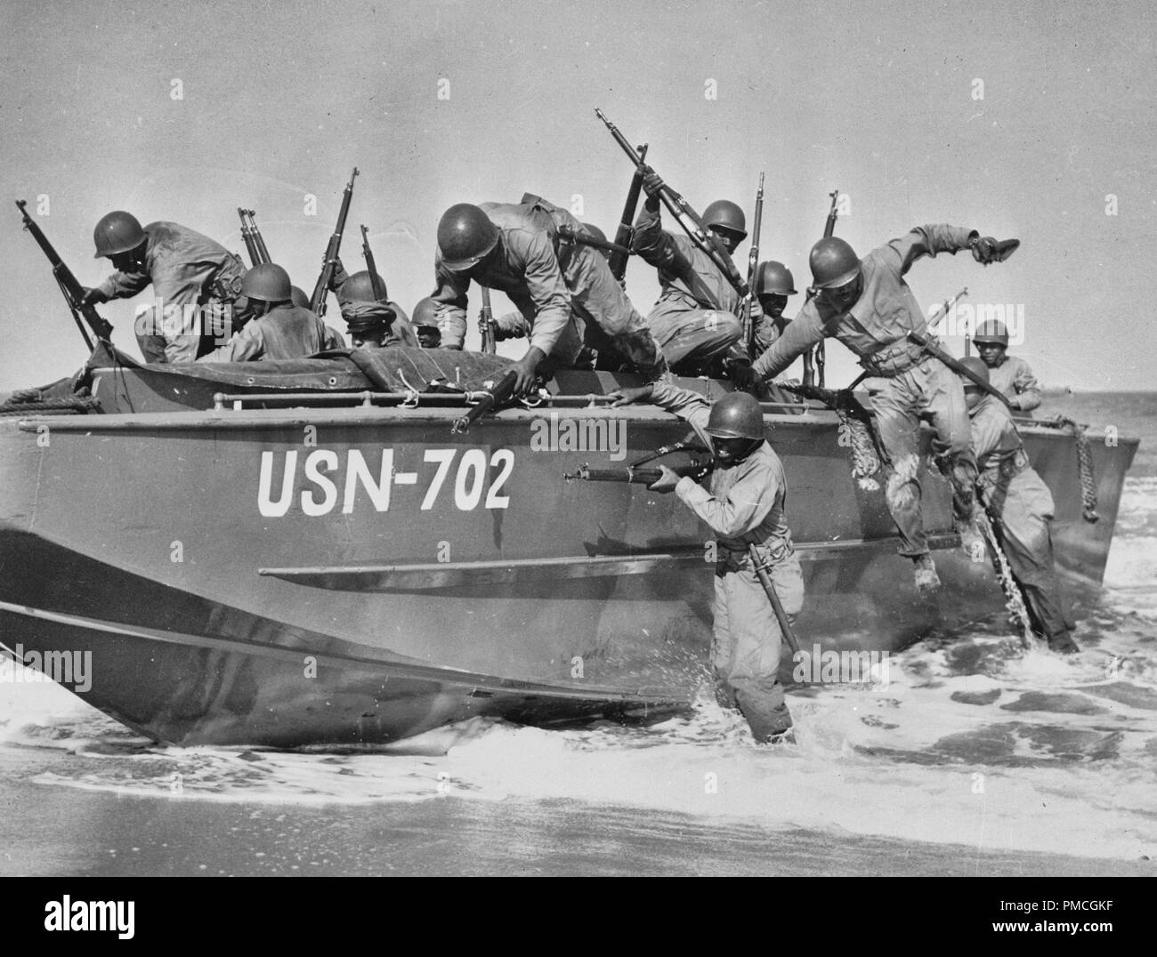 Il Negro Seabees, membri della costruzione navale battaglioni, circa 1943 Foto Stock