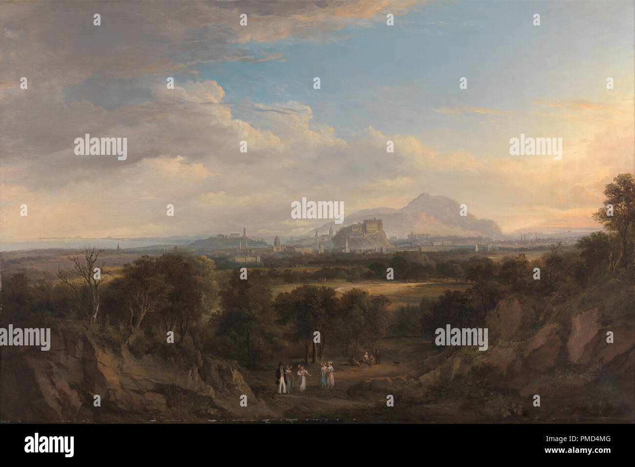 Una vista di Edimburgo dall'Occidente. Data/Periodo: 1822 al 1826. La pittura. Olio su tela. Altezza: 616 mm (24.25 in); larghezza: 921 mm (36.25 in). Autore: Alexander Nasmyth. Foto Stock