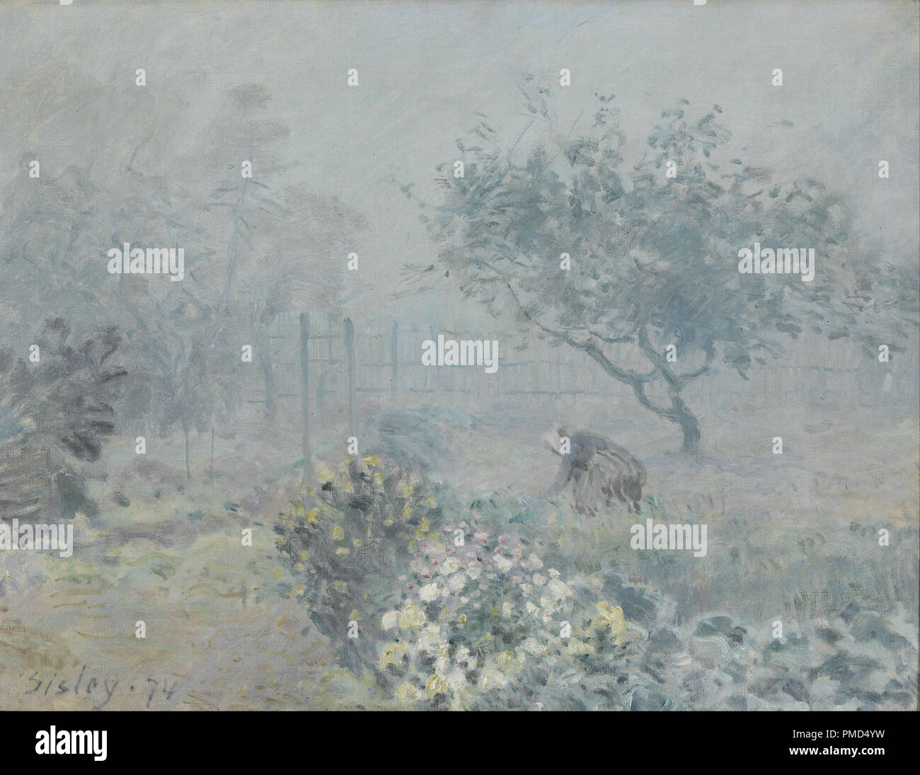 Le Brouillard Voisins, nebbia, Voisins. Data/Periodo: 1874. La pittura. Olio su tela. Altezza: 500 mm (19.68 in); larghezza: 650 mm (25.59 in). Autore: Alfred Sisley. SISLEY ALFRED. Foto Stock