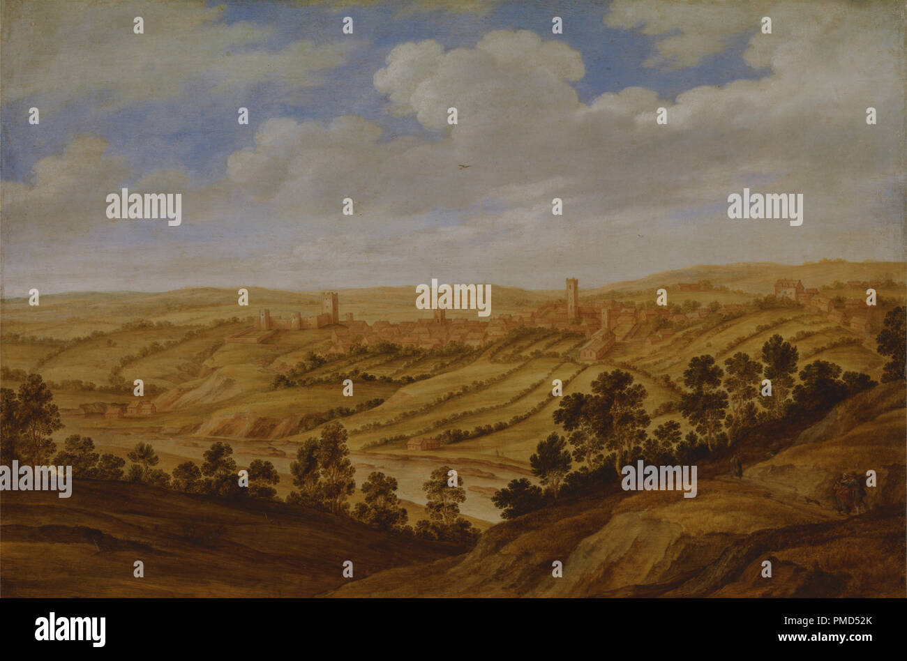 Richmond Castle, Yorkshire. Data/Periodo: da maggio a luglio 1639. La pittura. Olio su pannello. Altezza: 457 mm (17,99 in); larghezza: 686 mm (27 in). Autore: Alexander Keirincx. Foto Stock