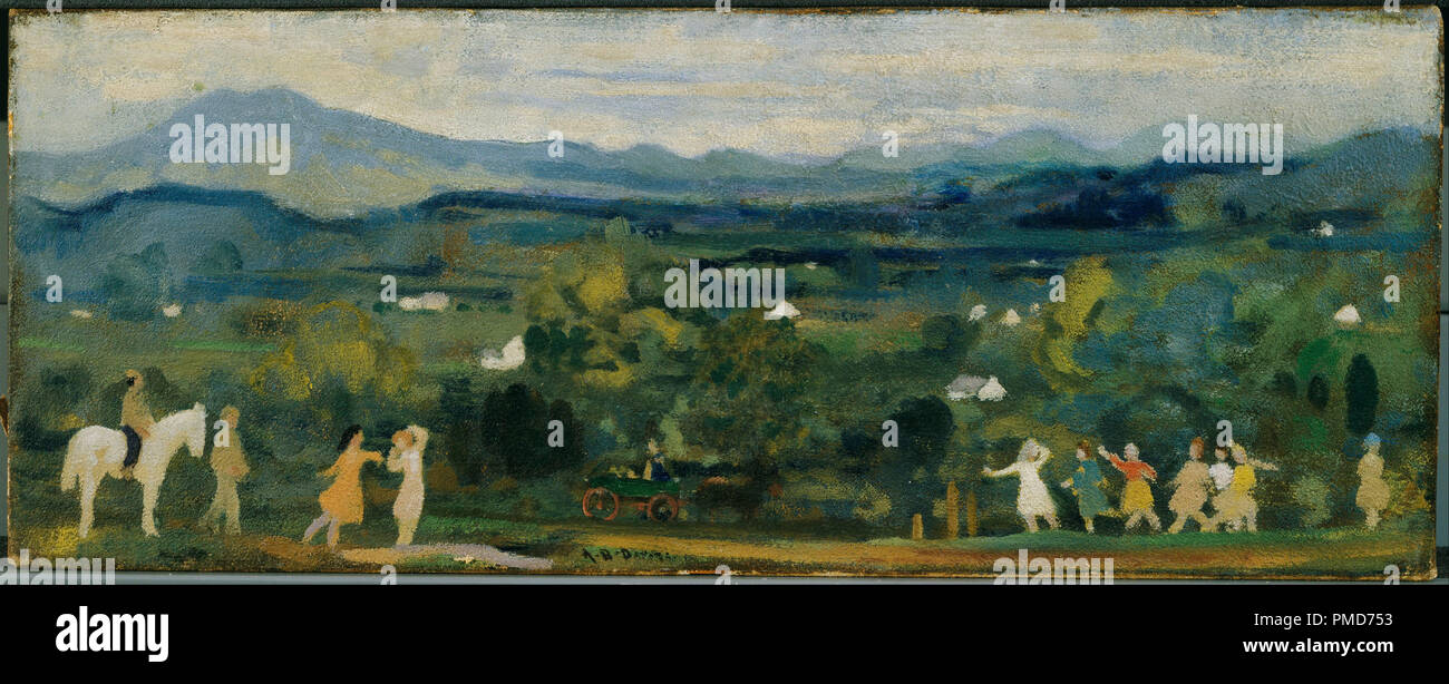 La nascita del verde. La pittura. Olio su tela. Altezza: 6 mm (0,23 in); Larghezza: 15,13 mm (0,59 in). Autore: Arthur Bowen Davies. Foto Stock