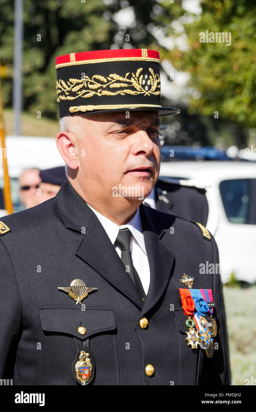 Generale dell Esercito Corp, Philippe Guimbert, nuovo comandante del ZDSE, (sud-est Difesa a zona), Sathonay-Camp, Francia Foto Stock