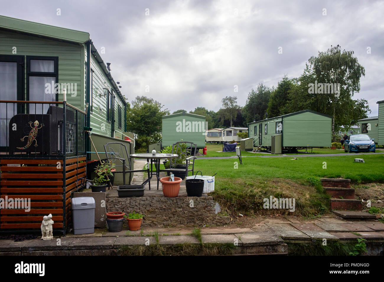 Mobile case vacanza vicino a Norbury giunzione sul Shropshire Union Canal Foto Stock