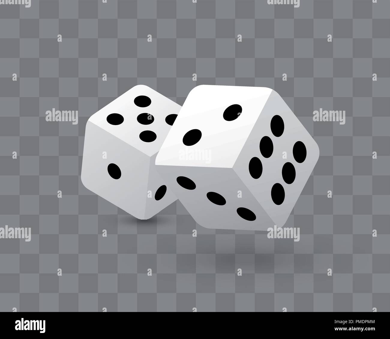 Trasparente illustrazione vettoriale di dadi - Casino gettato a cubetti con ombra Illustrazione Vettoriale
