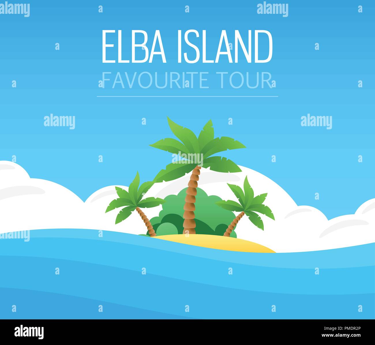 L'italiano Isola d'Elba - i tuoi Tour. Paesaggio Travel illustrazione vettoriale Illustrazione Vettoriale