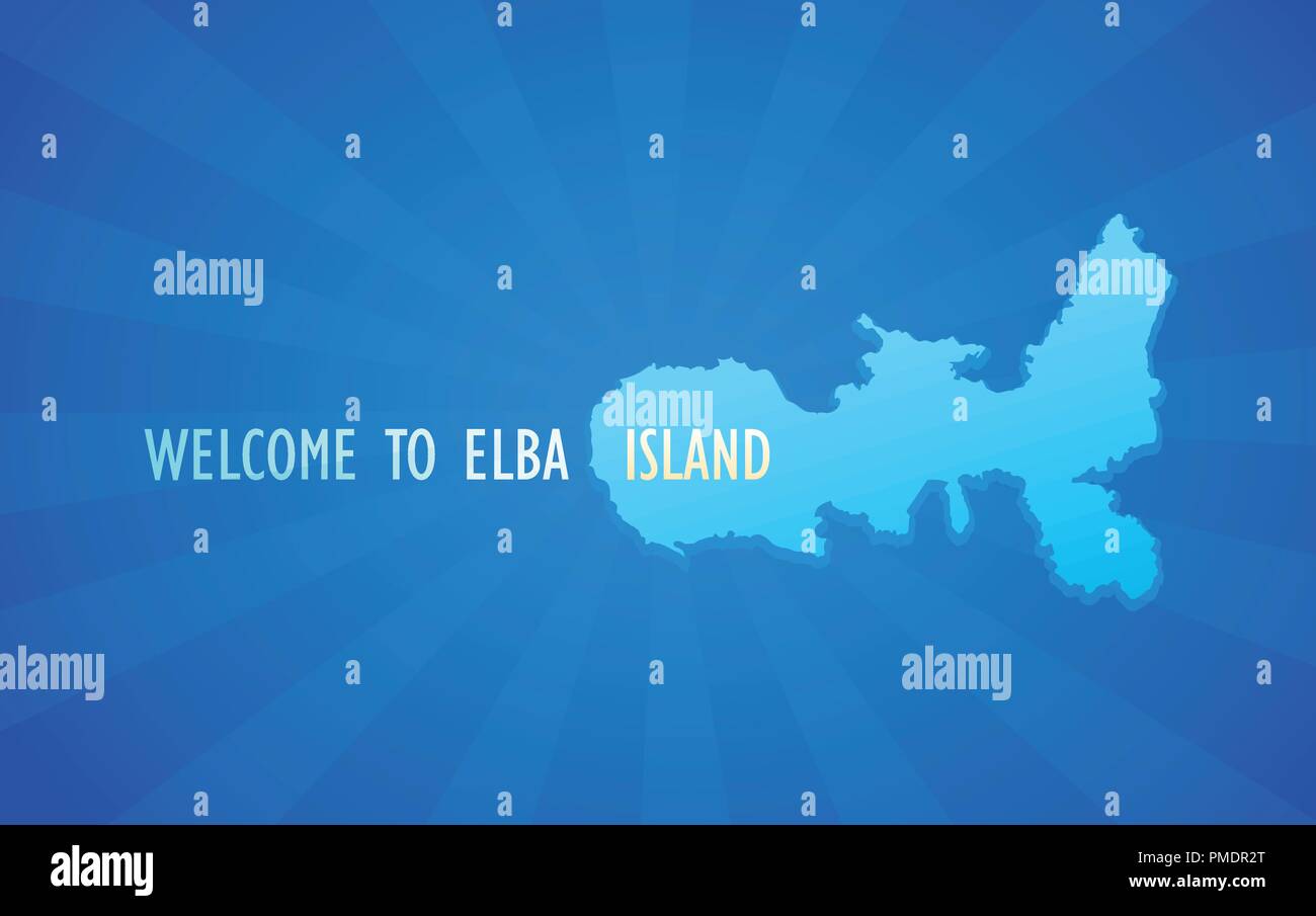 Wekcome a Isola d'Elba. Blue Illustrazione Vettoriale