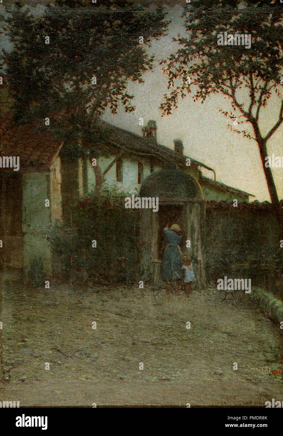 All'alba. Data/Periodo: 1891. La pittura. Olio su tela. Altezza: 775 mm (30.51 in); larghezza: 550 mm (21.65 in). Autore: ANGELO MORBELLI. Foto Stock
