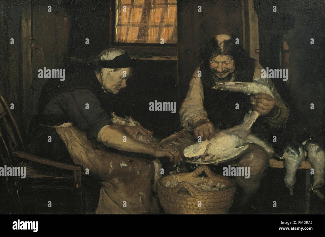 Vecchia coppia spiumatura gabbiani. Lars Gaihede e vecchi Lene. Data/Periodo: 1883. Larghezza: 1008 mm. Altezza: 662 mm. Autore: ANNA ANCHER. Foto Stock