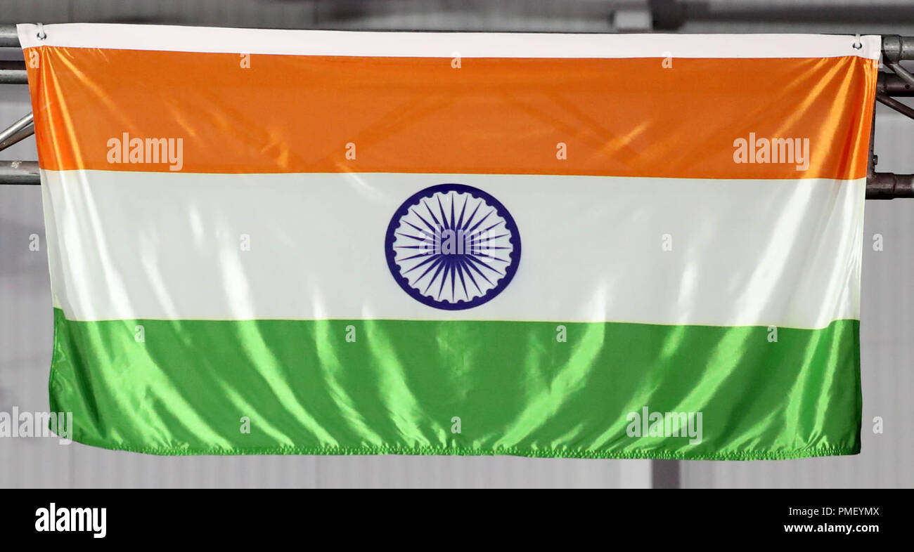 Una vista generale della bandiera dell'India al Carrara Stadium durante il giorno sette del 2018 Giochi del Commonwealth in Gold Coast, Australia. Stampa foto di associazione. Picture Data: mercoledì 11 aprile, 2018. Vedere PA storia ATLETICA DEL COMMONWEALTH. Foto di credito dovrebbe leggere: Danny Lawson/filo PA. Restrizioni: solo uso editoriale. Uso non commerciale. Nessun video emulazione. Foto Stock