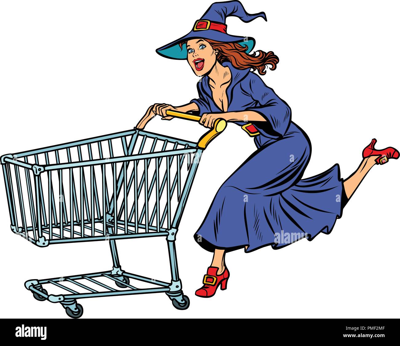 Halloween strega. isolare su sfondo bianco. carrello trollo Illustrazione Vettoriale