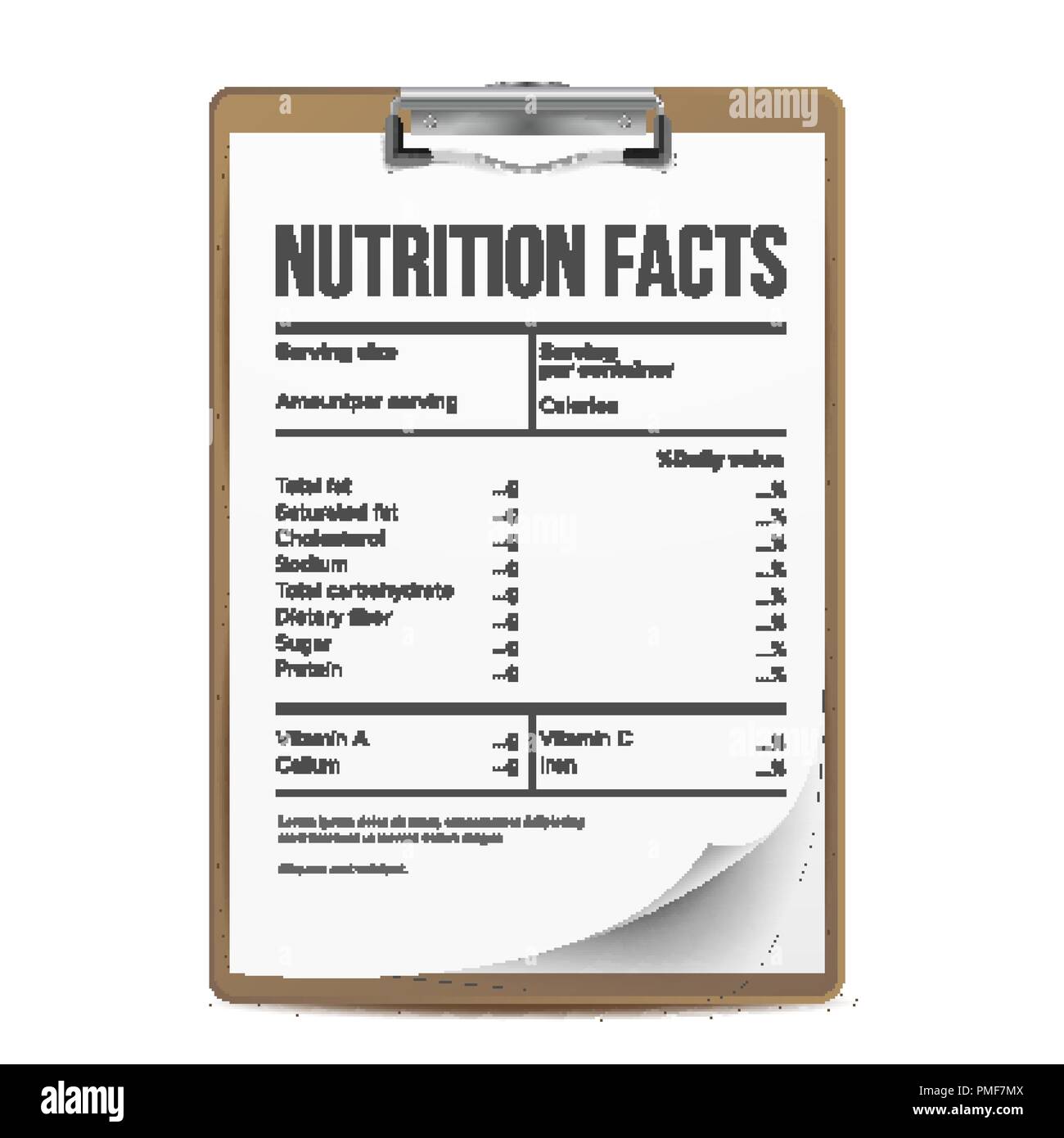 Fatti di nutrizione vettore. Vuoto, modello. Servire. Sana. Sana Fitness integratore dietetico. Illustrazione Illustrazione Vettoriale