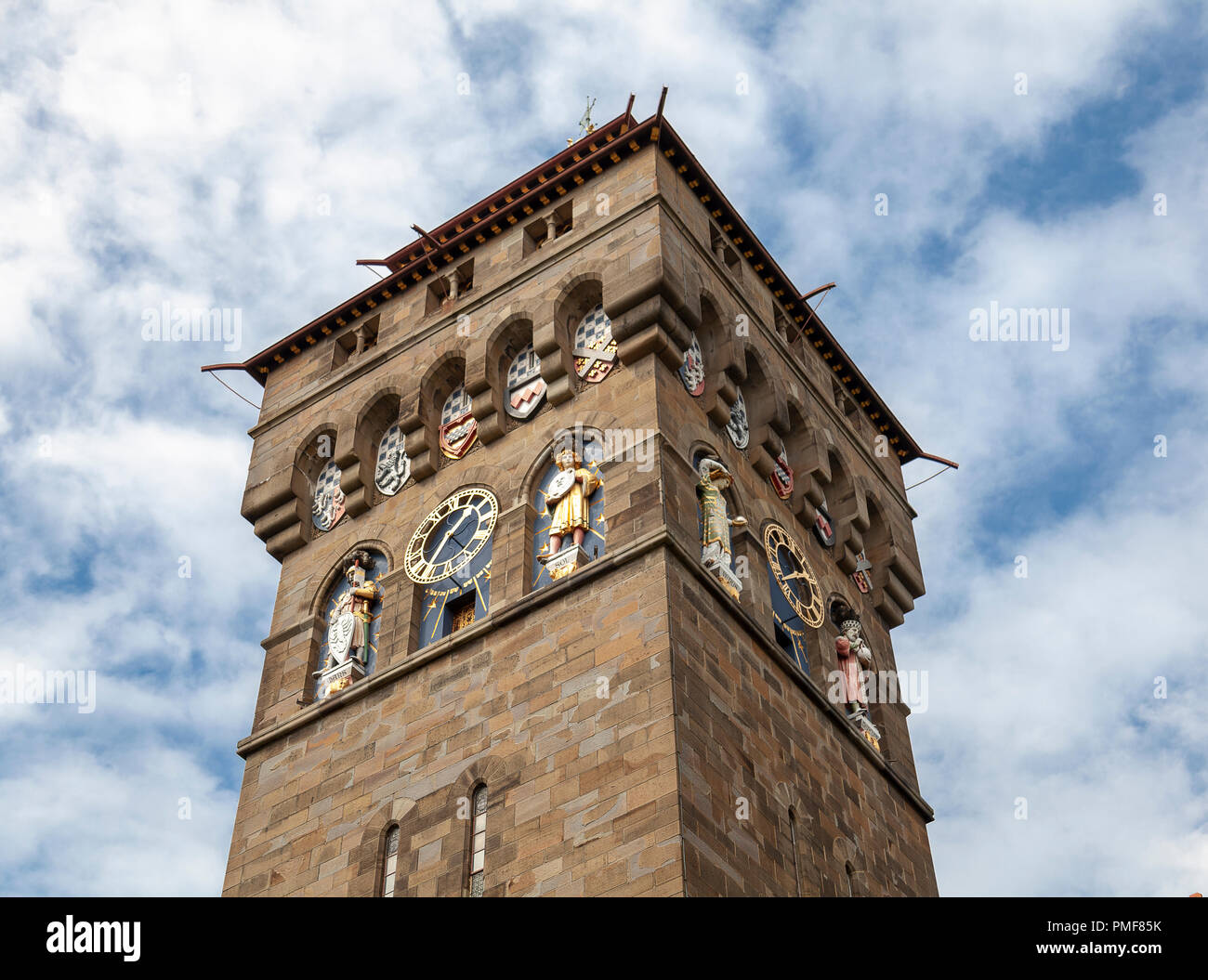 Il Castello di Cardiff di clock tower Foto Stock