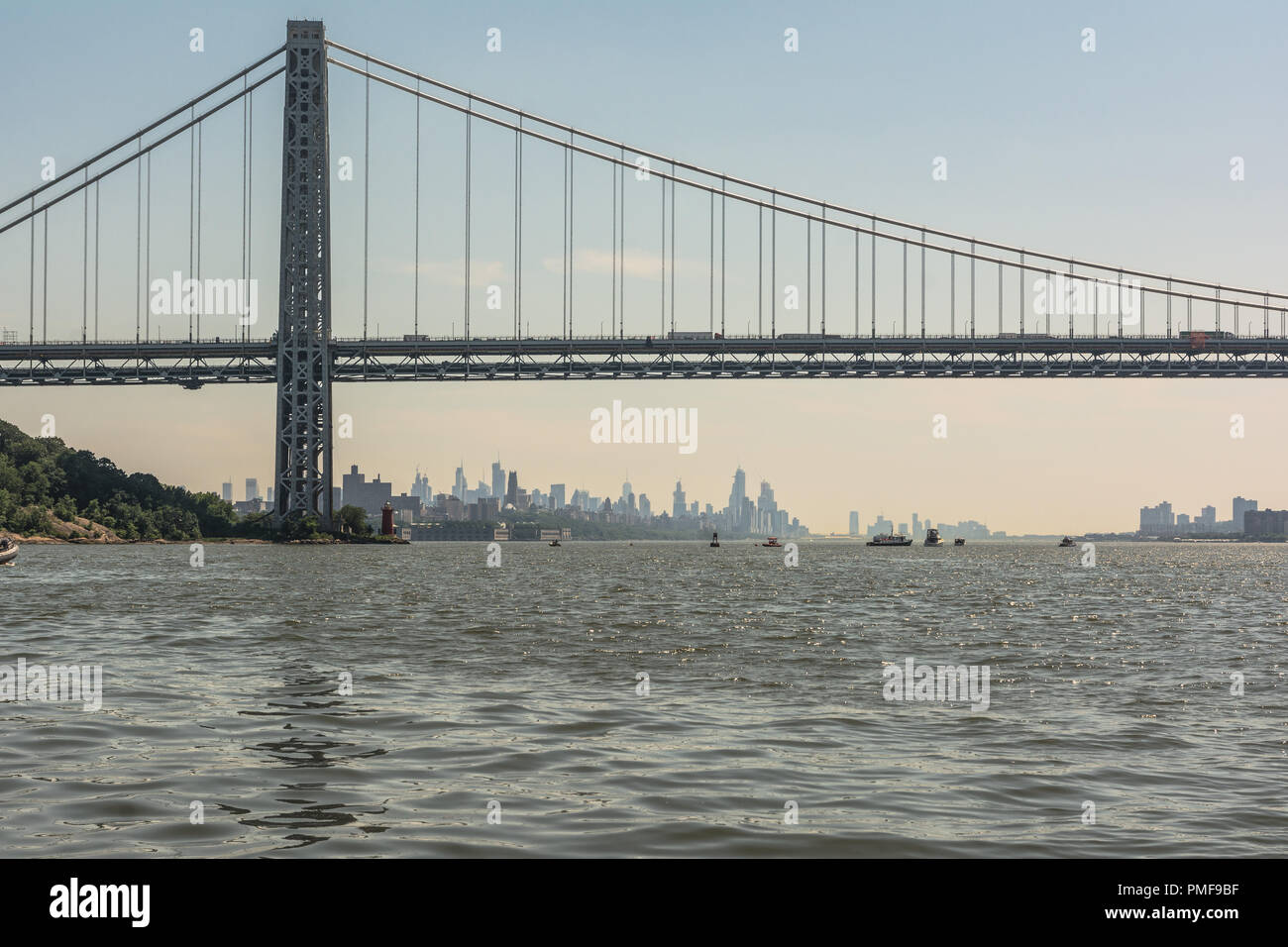 George Washington Bridge sul fiume Hudson, Manhattan Foto Stock